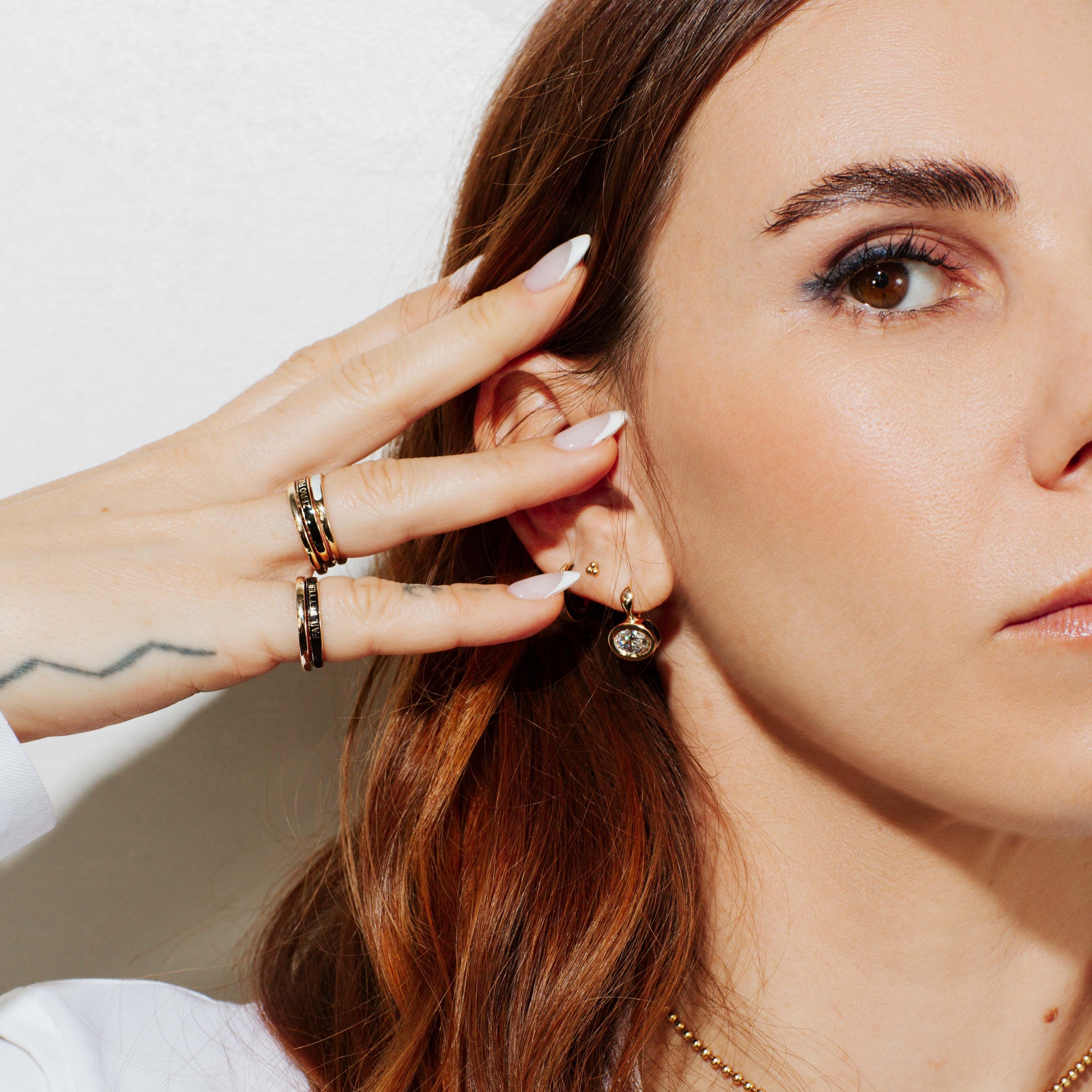 SRJ X ZM Oval Diamond and Enamel Earrings