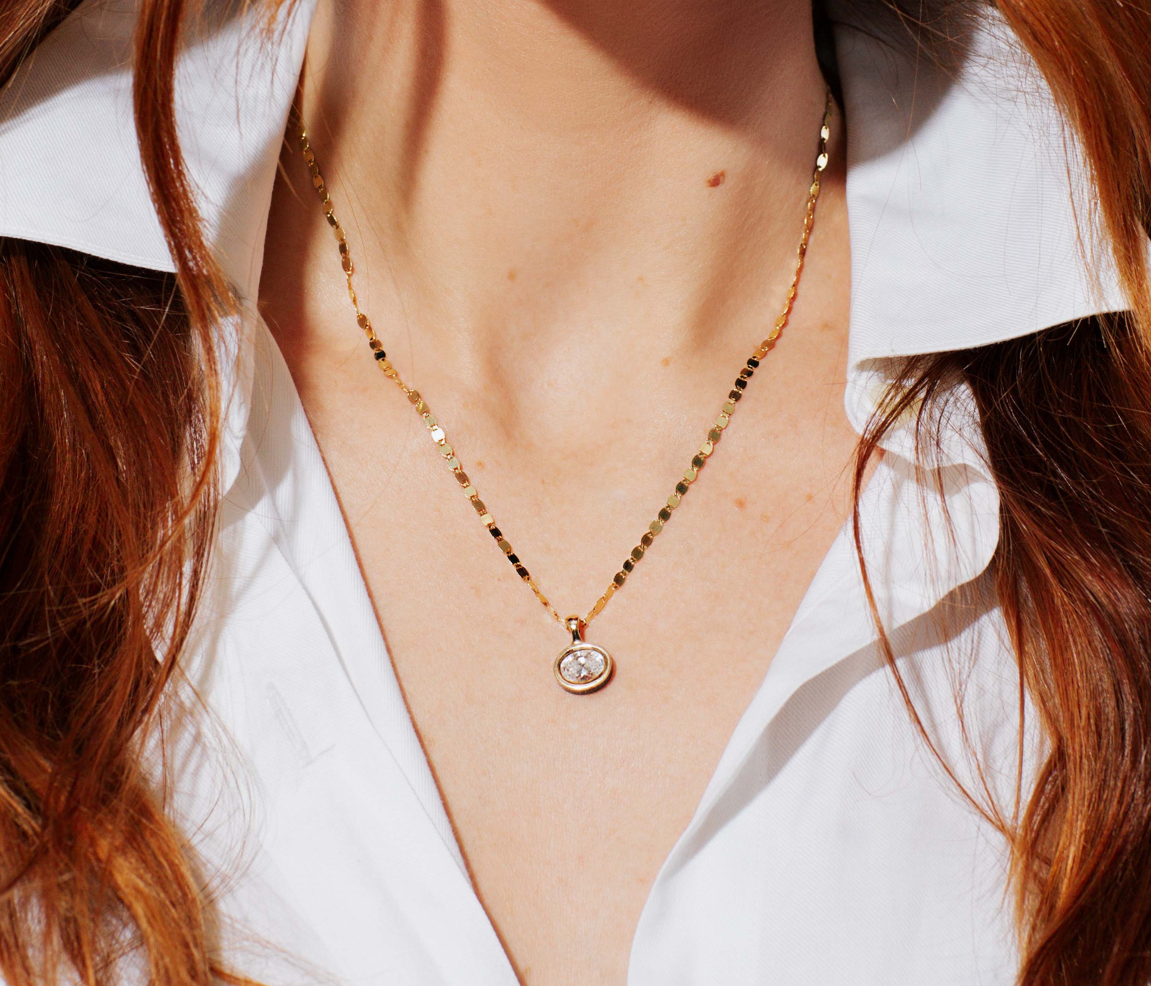 SRJ x ZM Oval Diamond and Enamel Pendant + Free Chain Necklace