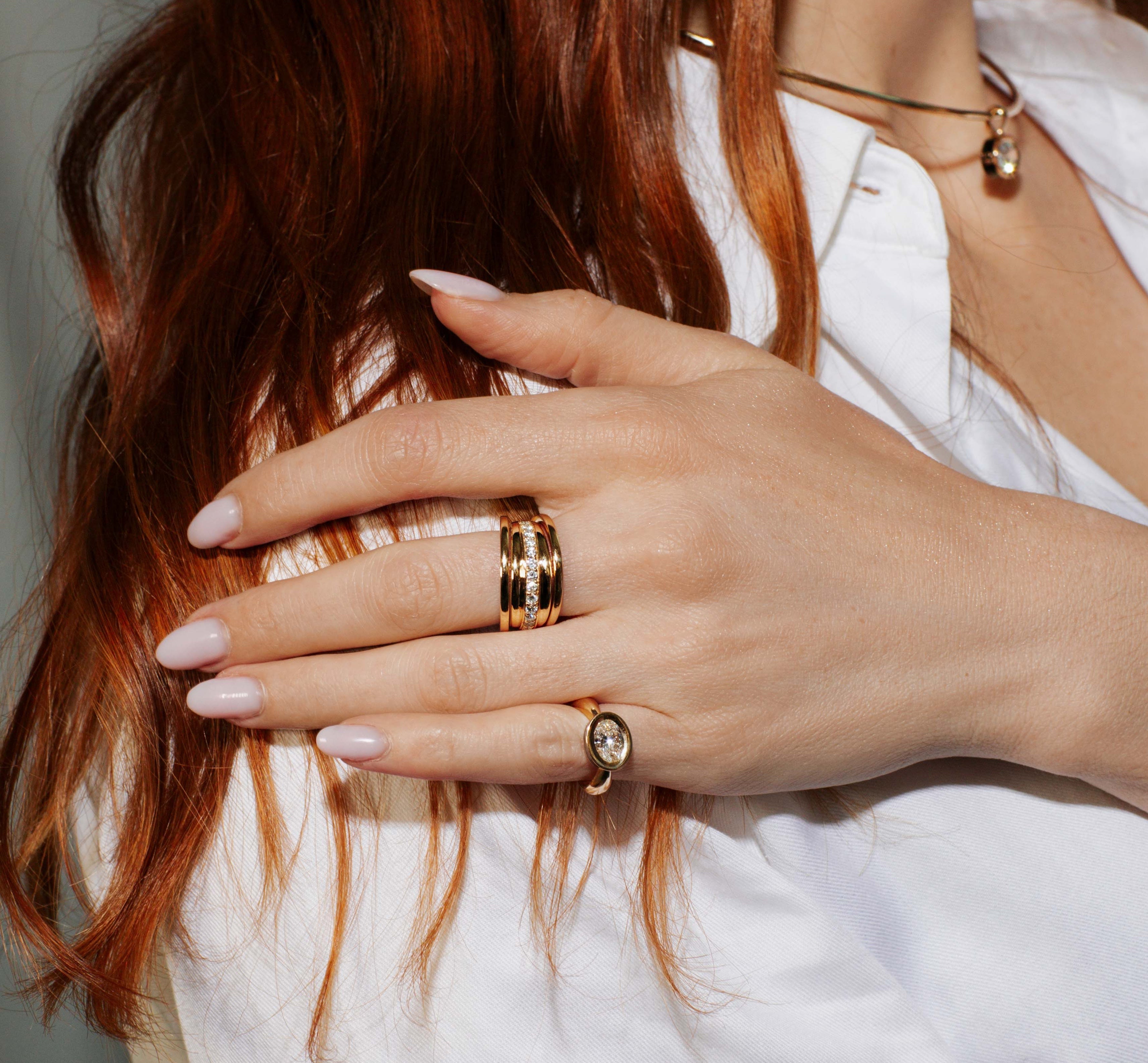 SRJ x ZM Oval Diamond and Enamel Ring