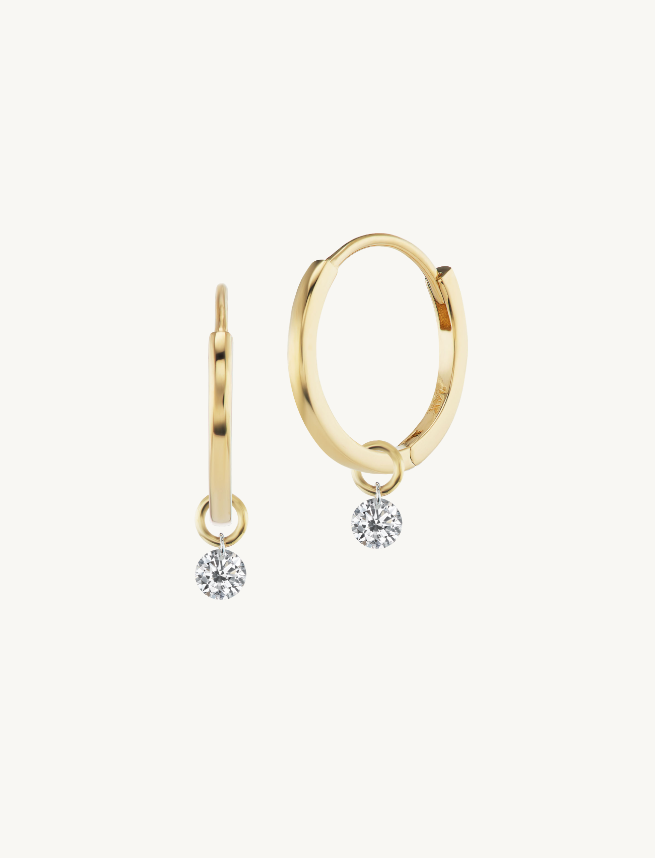12mm Gold Huggies + Free Mini Round Diamond Charms