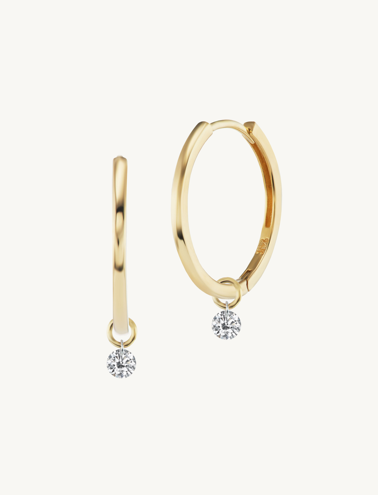 15mm Gold Huggies + Free Mini Round Pierced Diamond Charms