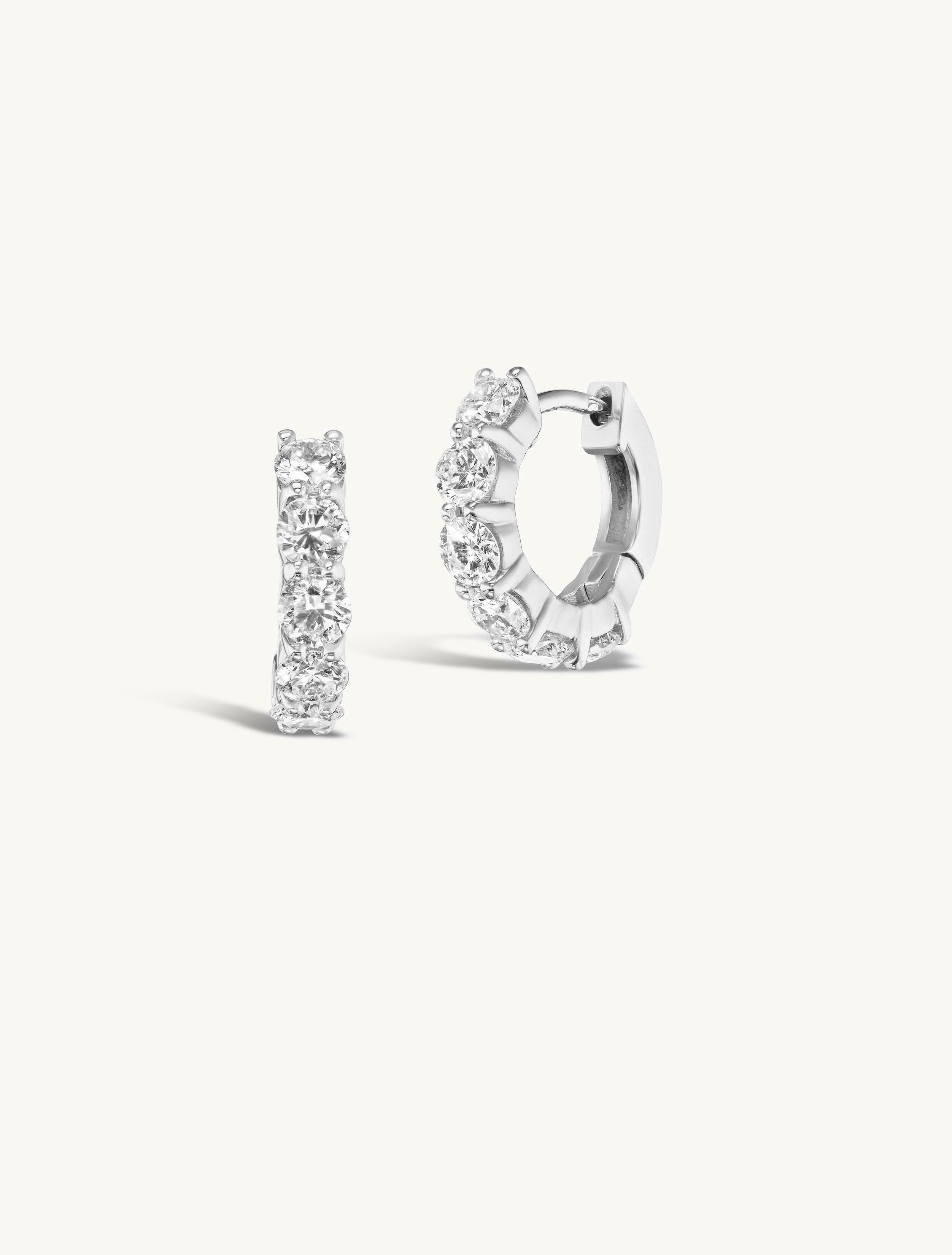Double Prong Medium Diamond Hoops + Free Mini Round Diamond Charms