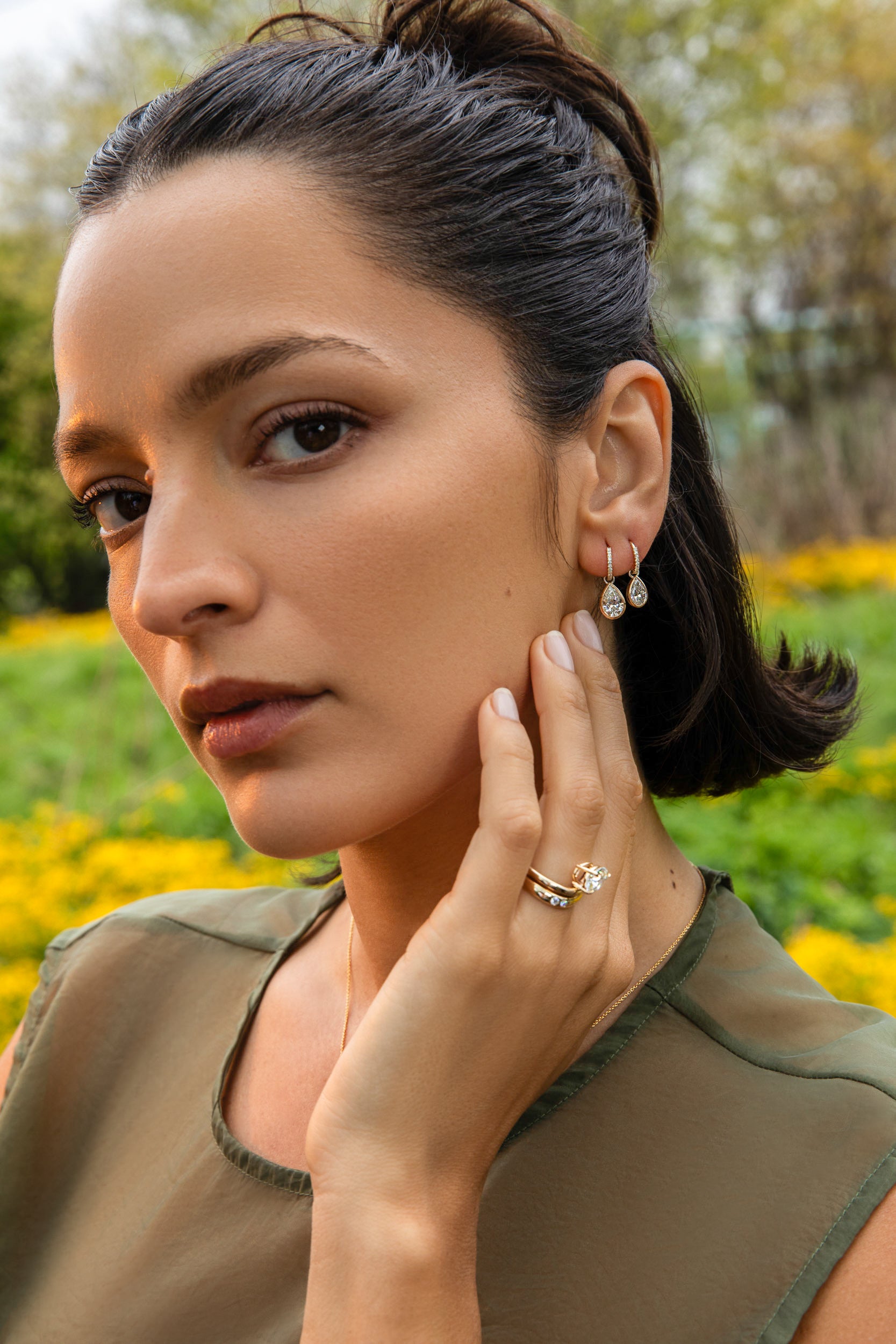 1 Carat Pear Bezel Earring Charm