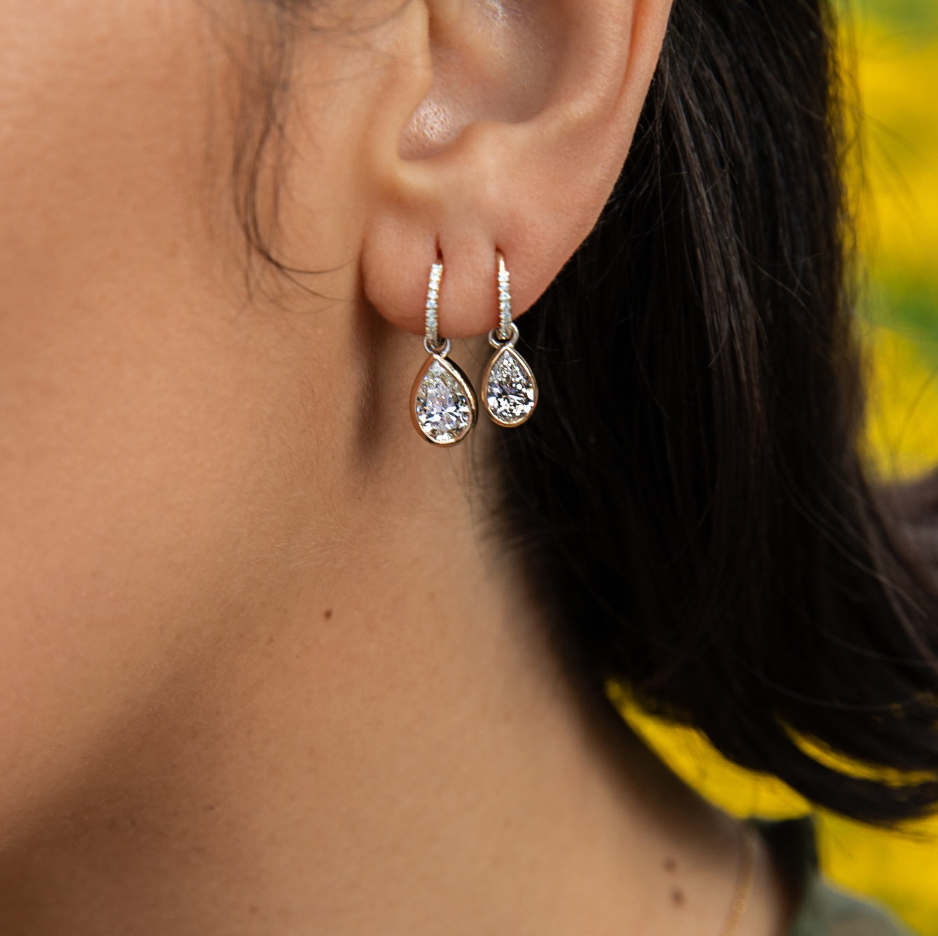1 Carat Pear Bezel Earring Charm