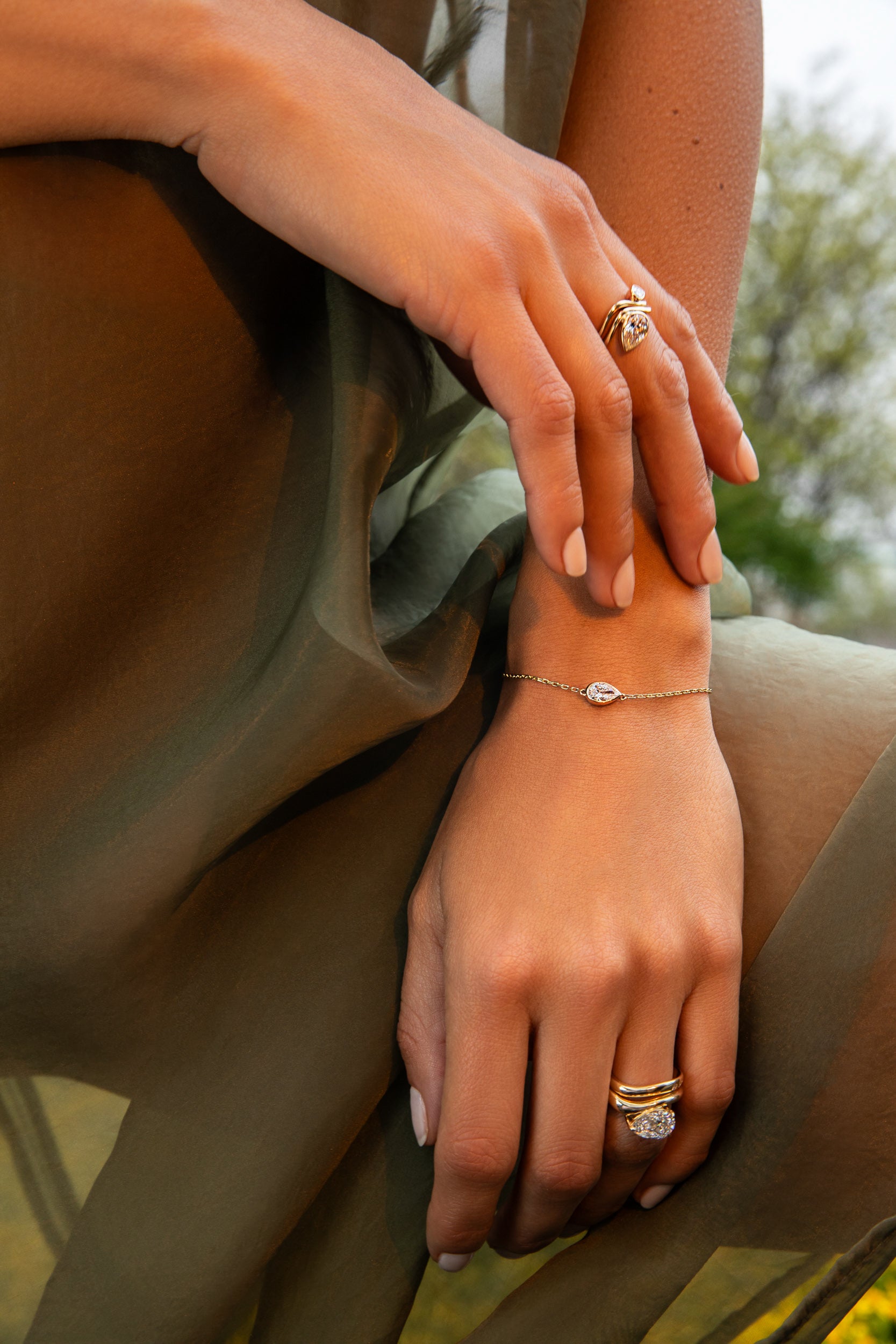 Pear Bezel Bracelet