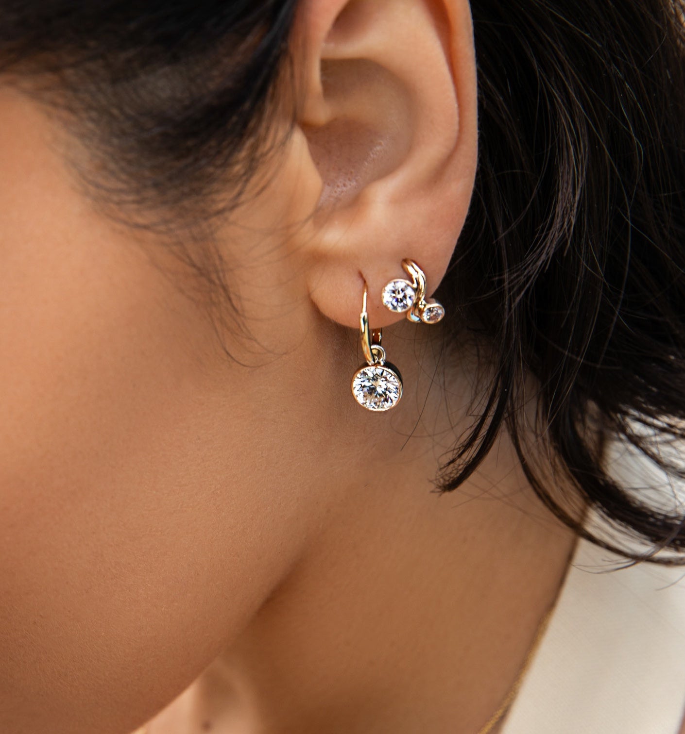 1.5 Carat Round Bezel Earring Charm