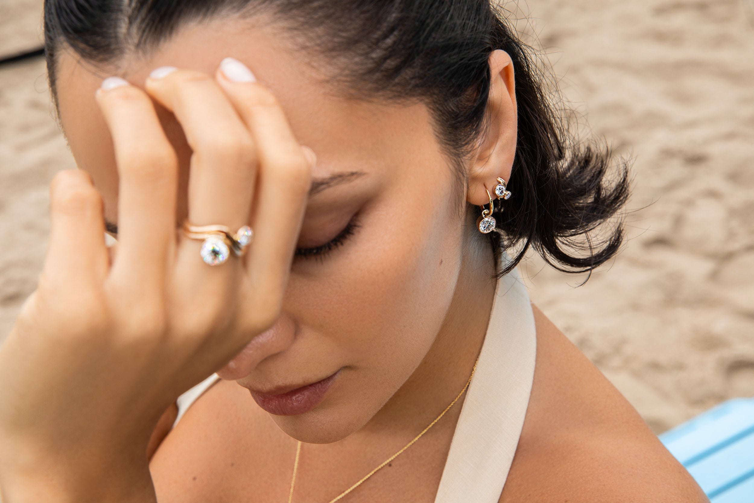 1.5 Carat Round Bezel Earring Charm