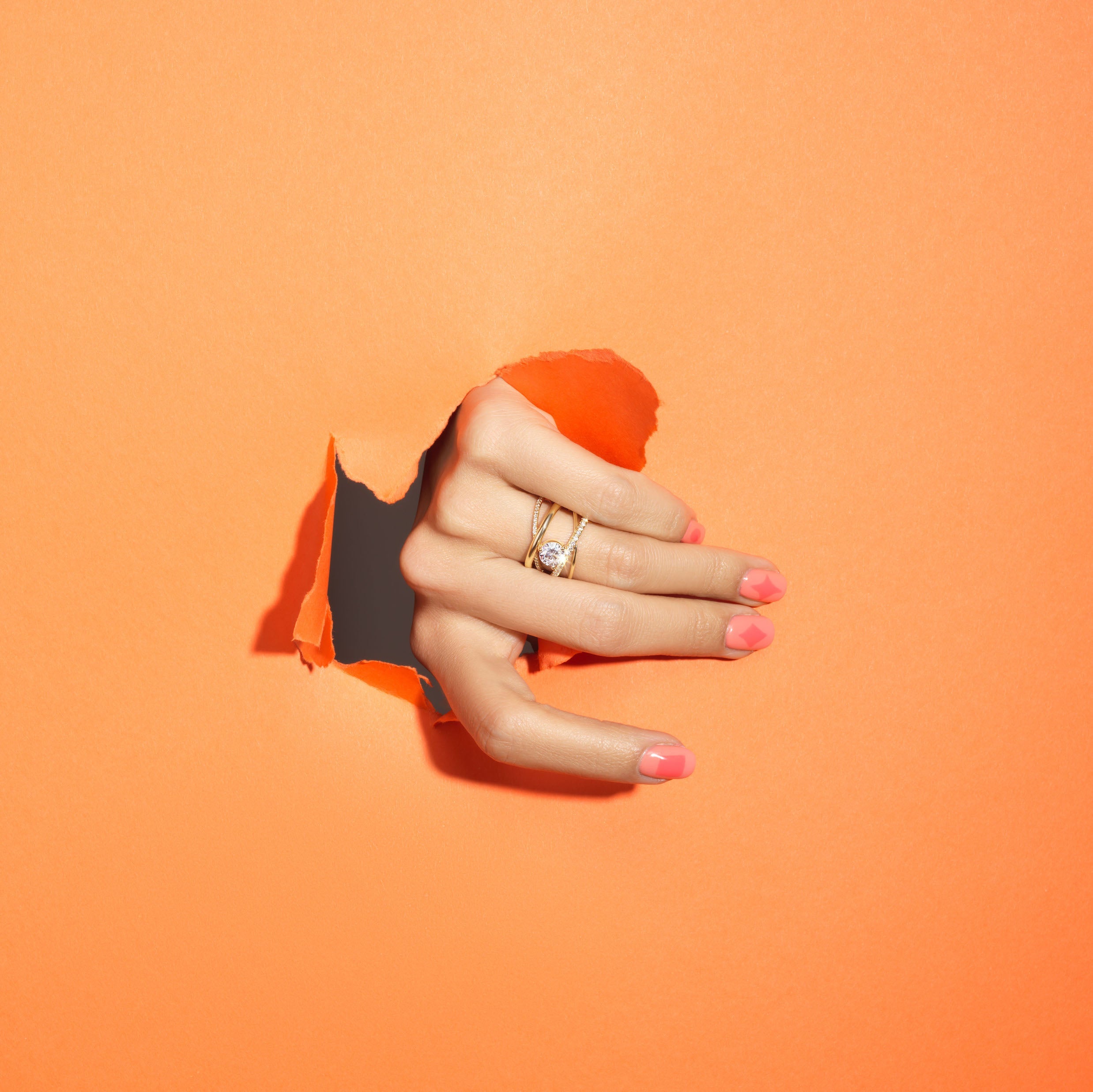 Half Pave Crossover Engagement Try-On Ring