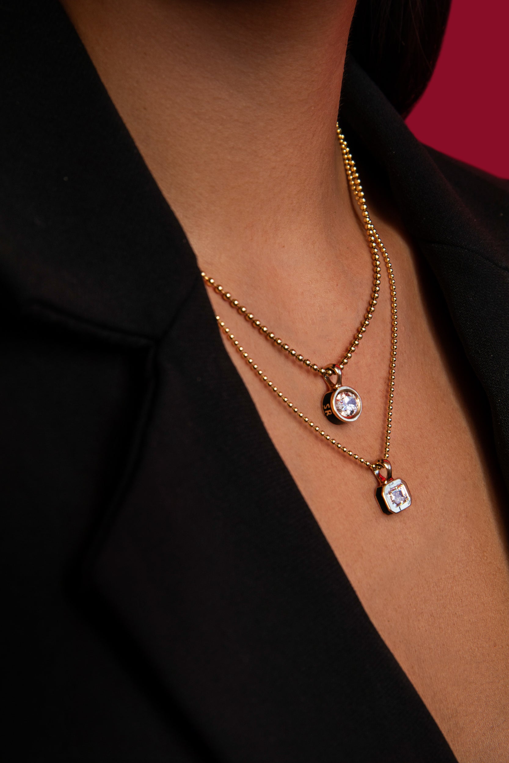 SRJ x ZM Emerald Diamond and Enamel Pendant