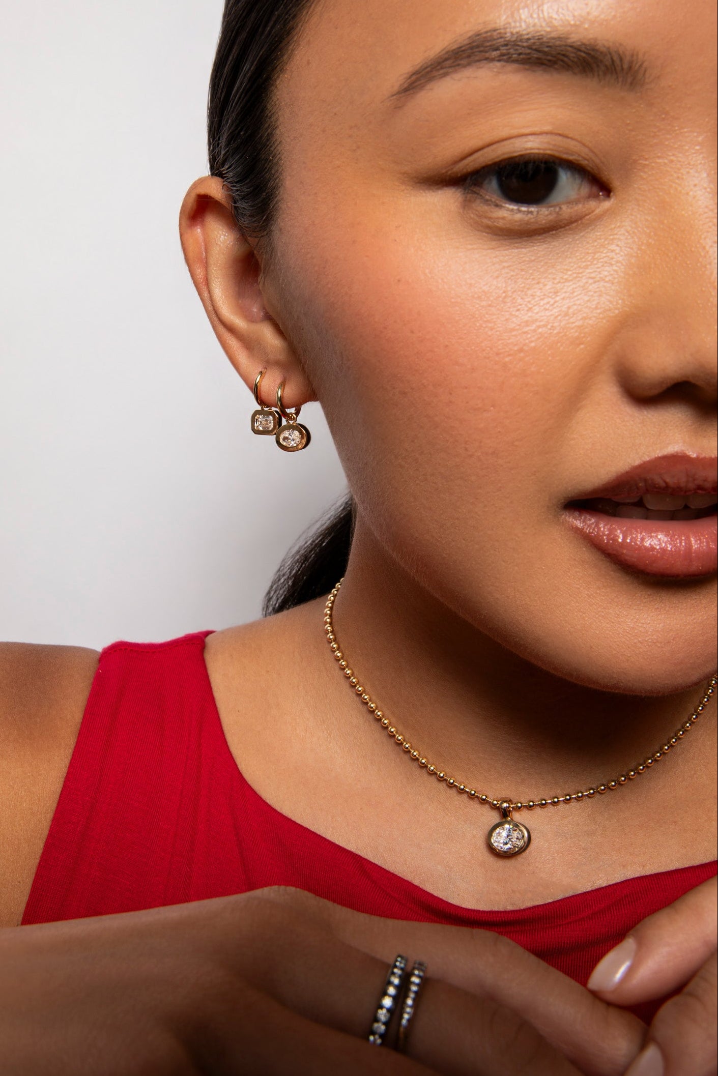 SRJ X ZM Oval Diamond and Enamel Earring Charms