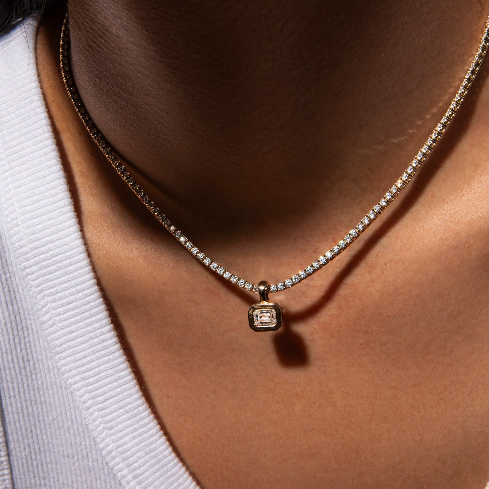 SRJ x ZM Emerald Diamond and Enamel Pendant