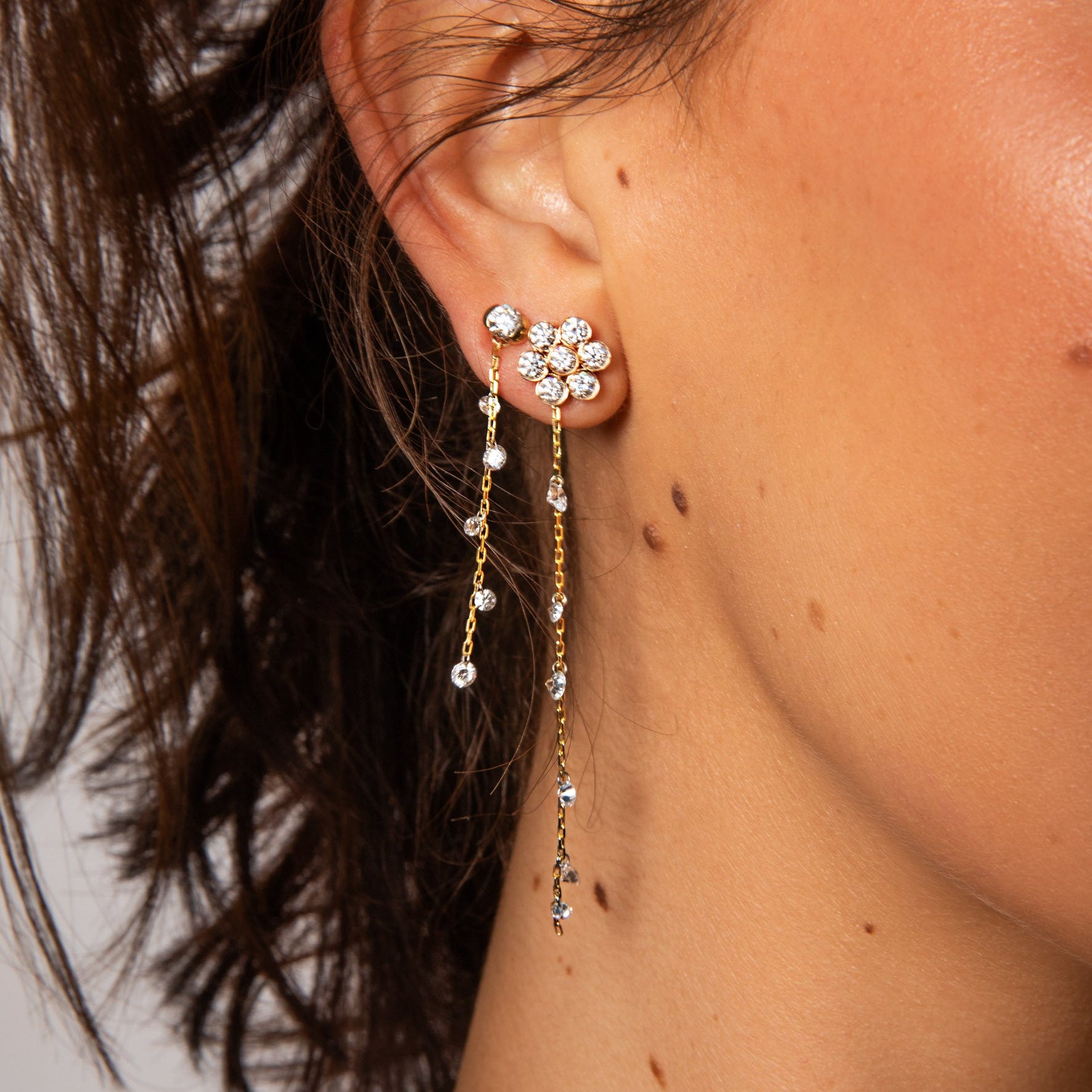 Five Pierced Diamond Dew Charm for Huggies