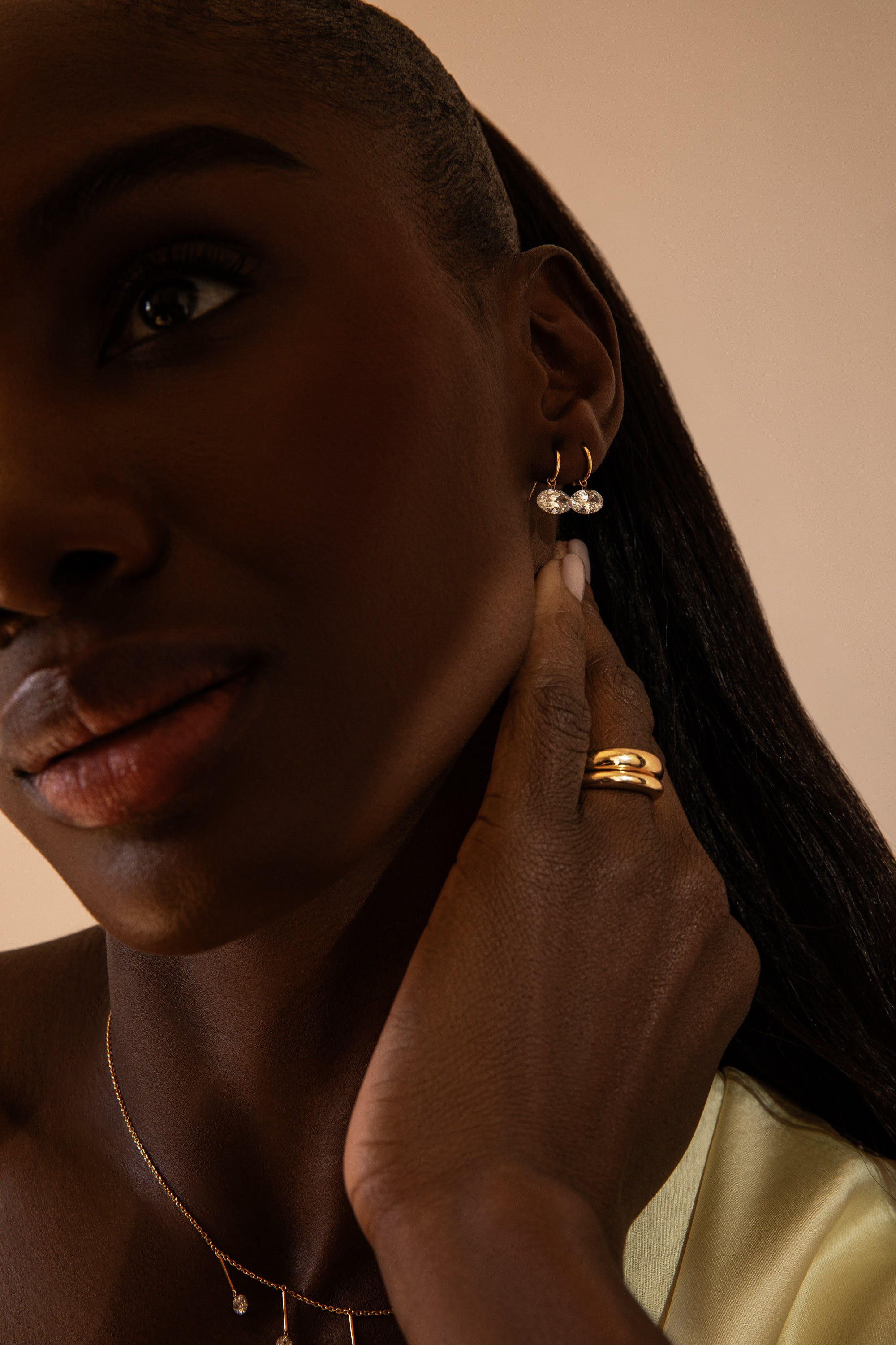 1 Carat Oval Pierced Diamond Earring