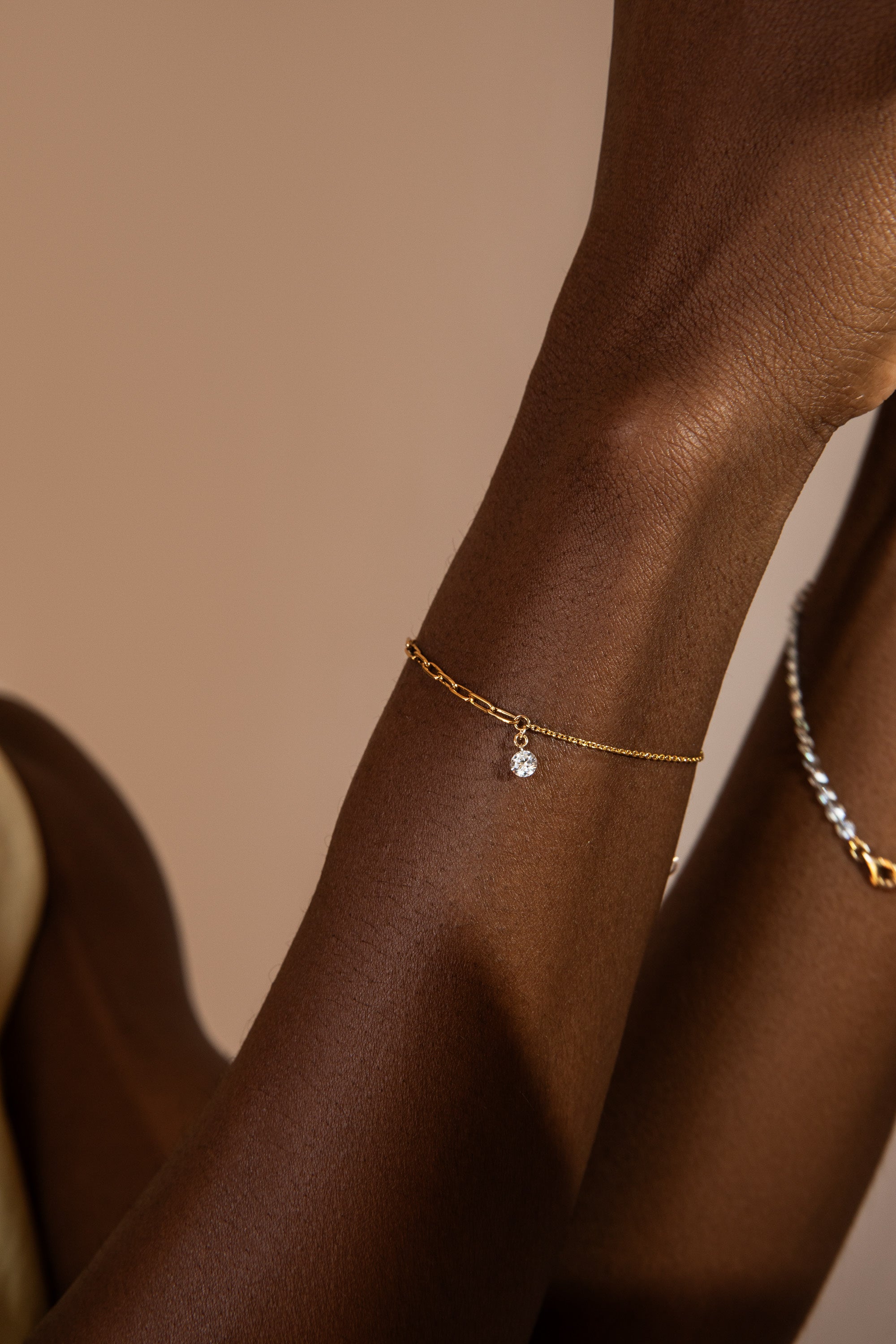 Pierced Round Diamond Duo Chain Bracelet