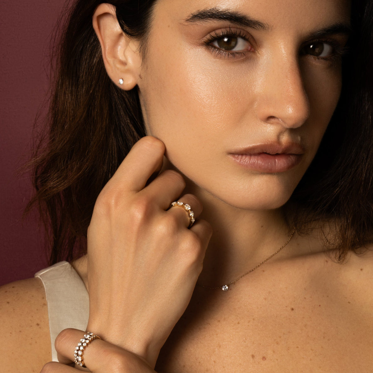 Diamond Studs, Pendant & Travel Case