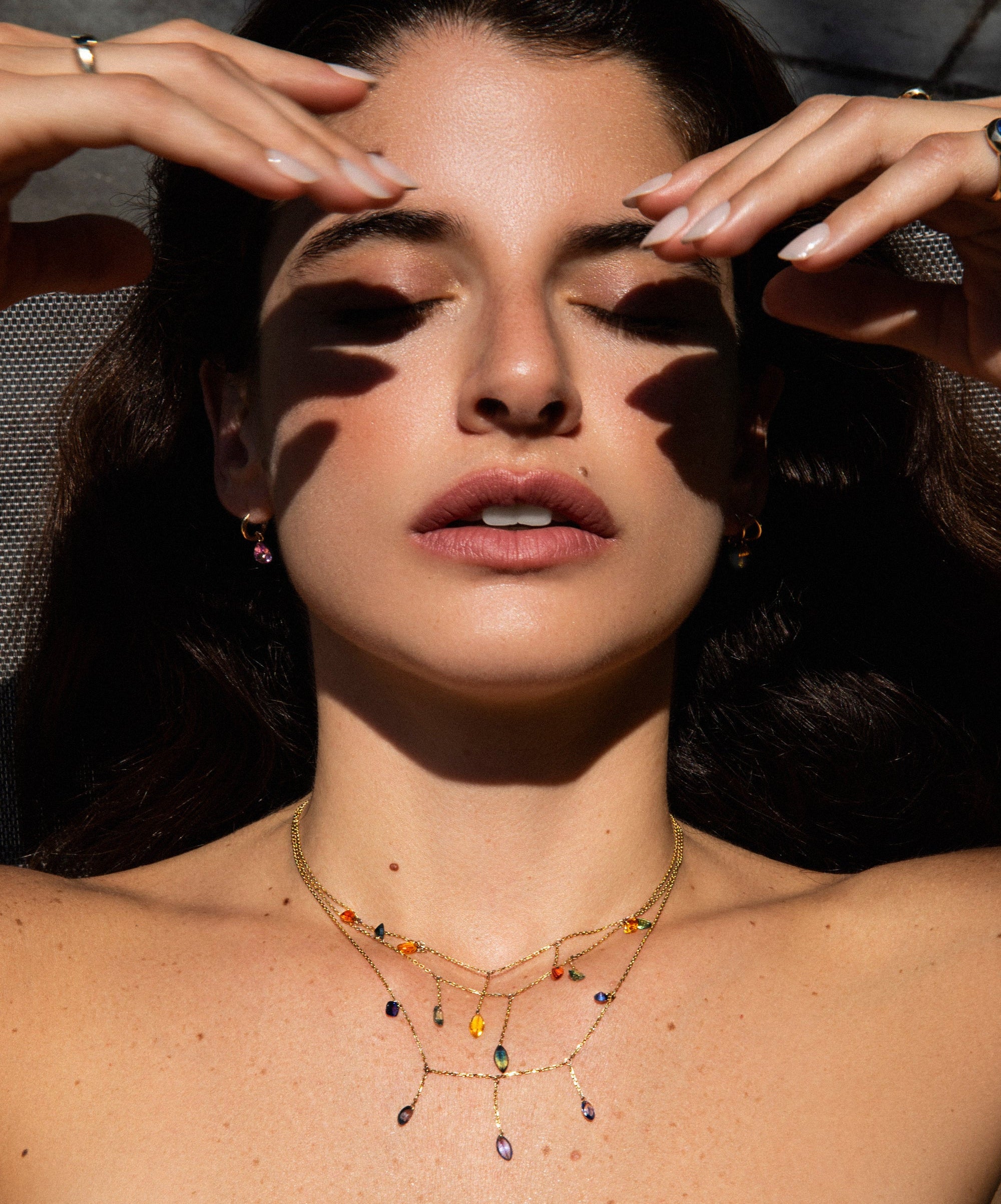 Five Pierced Green Sapphire Necklace