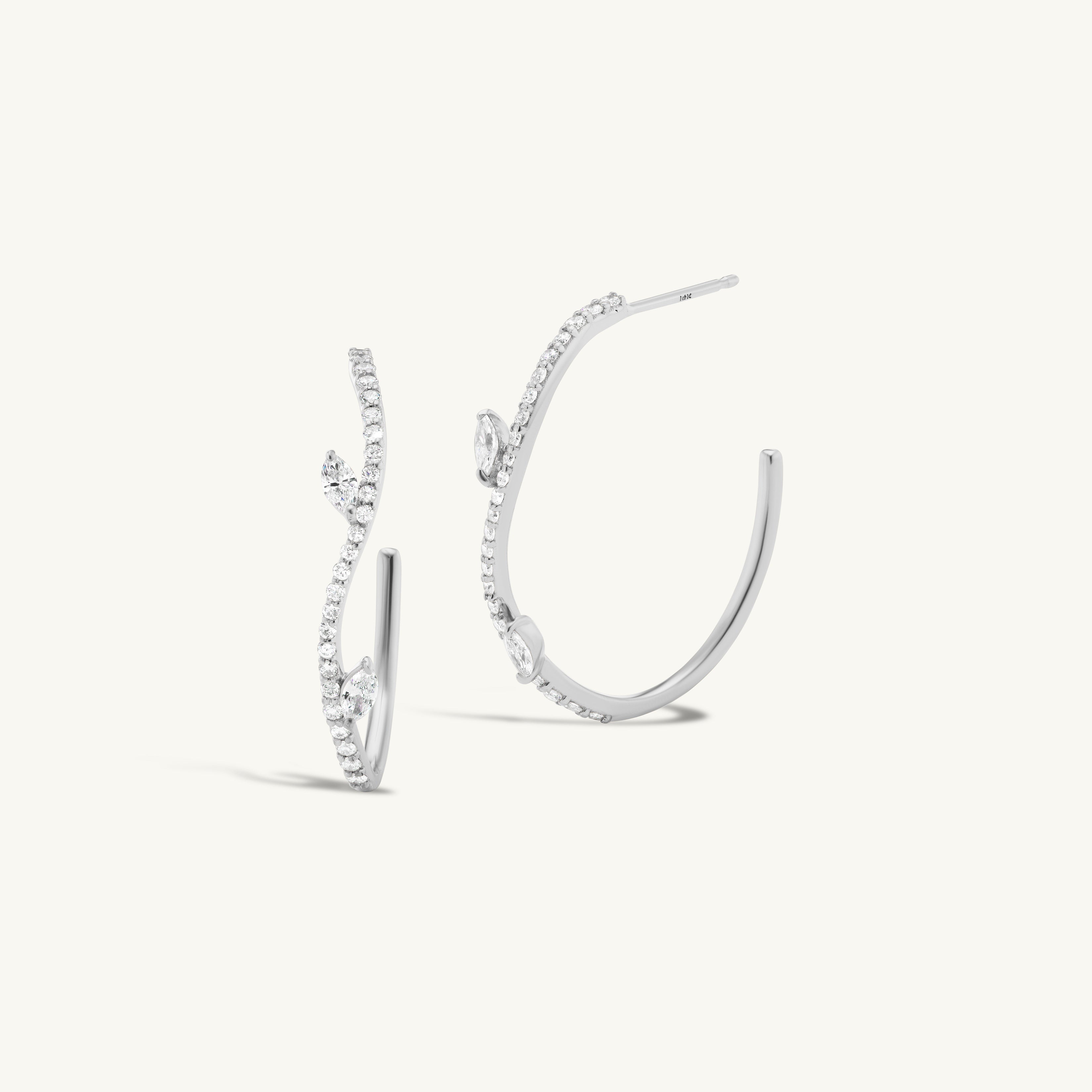 Pave Marquise Sway Hoops