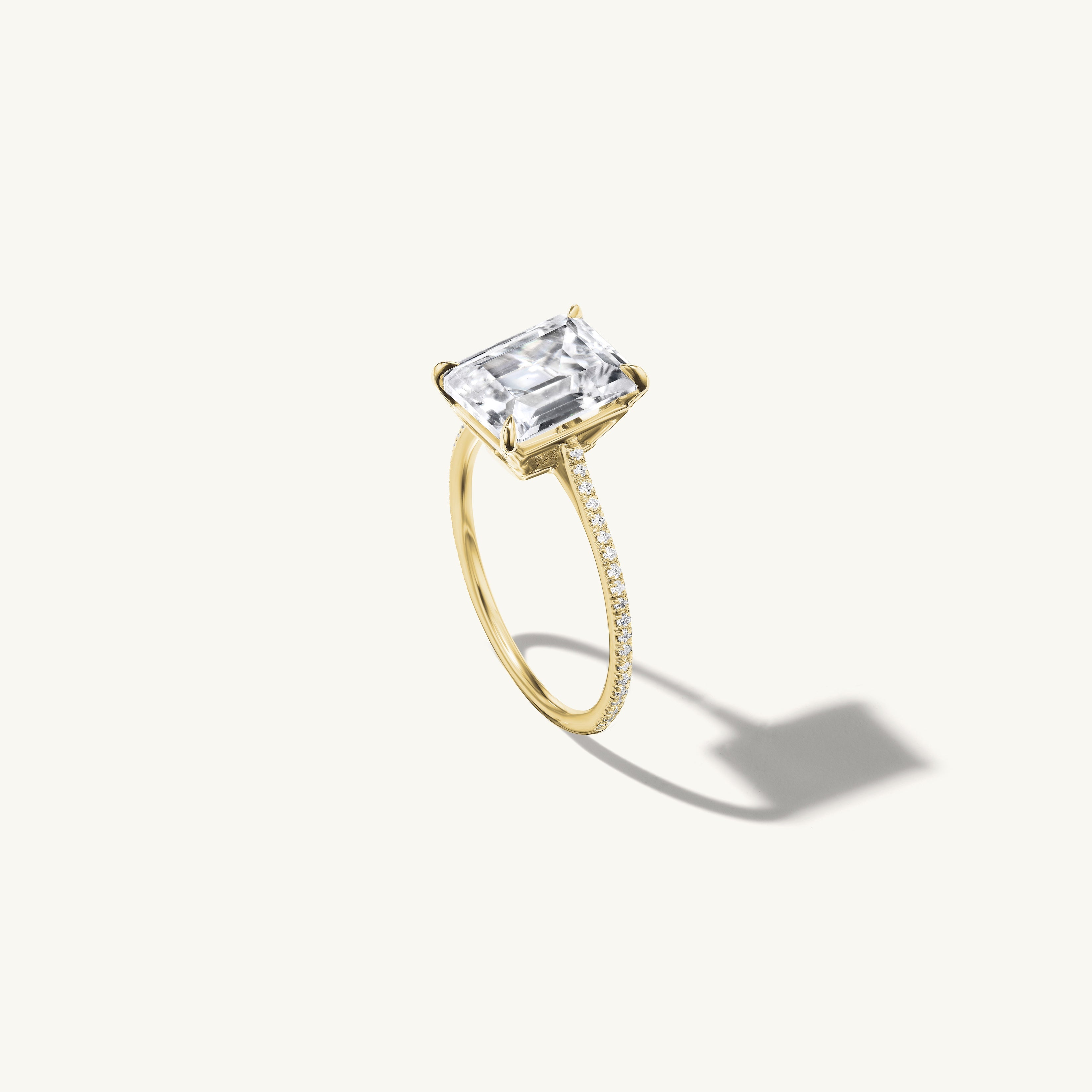 Pave Floating Emerald Engagement Ring