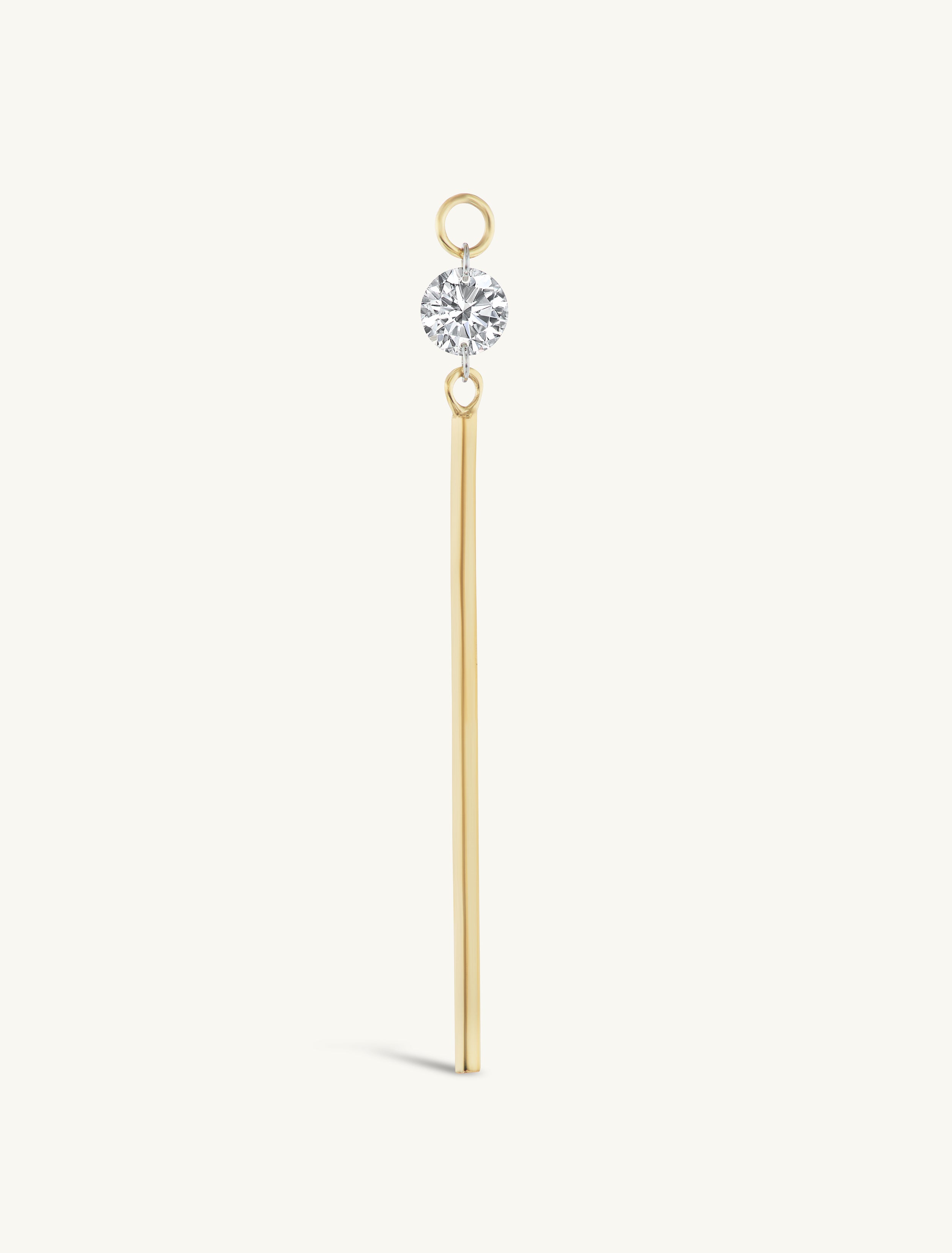 Large Double Pierced Diamond Bar Charm for Huggies