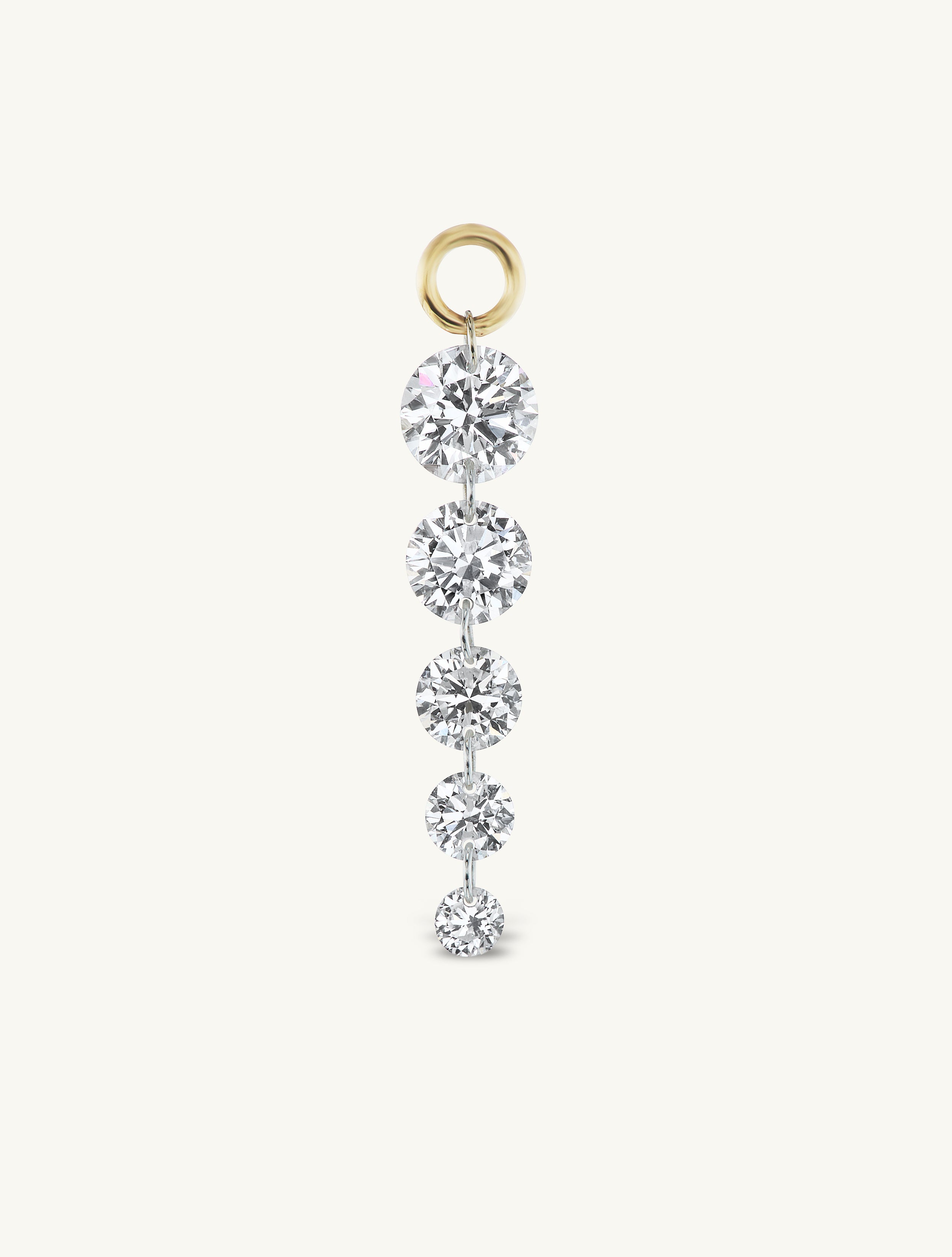 Large Quintuple Pierced Diamond Charm for Huggies