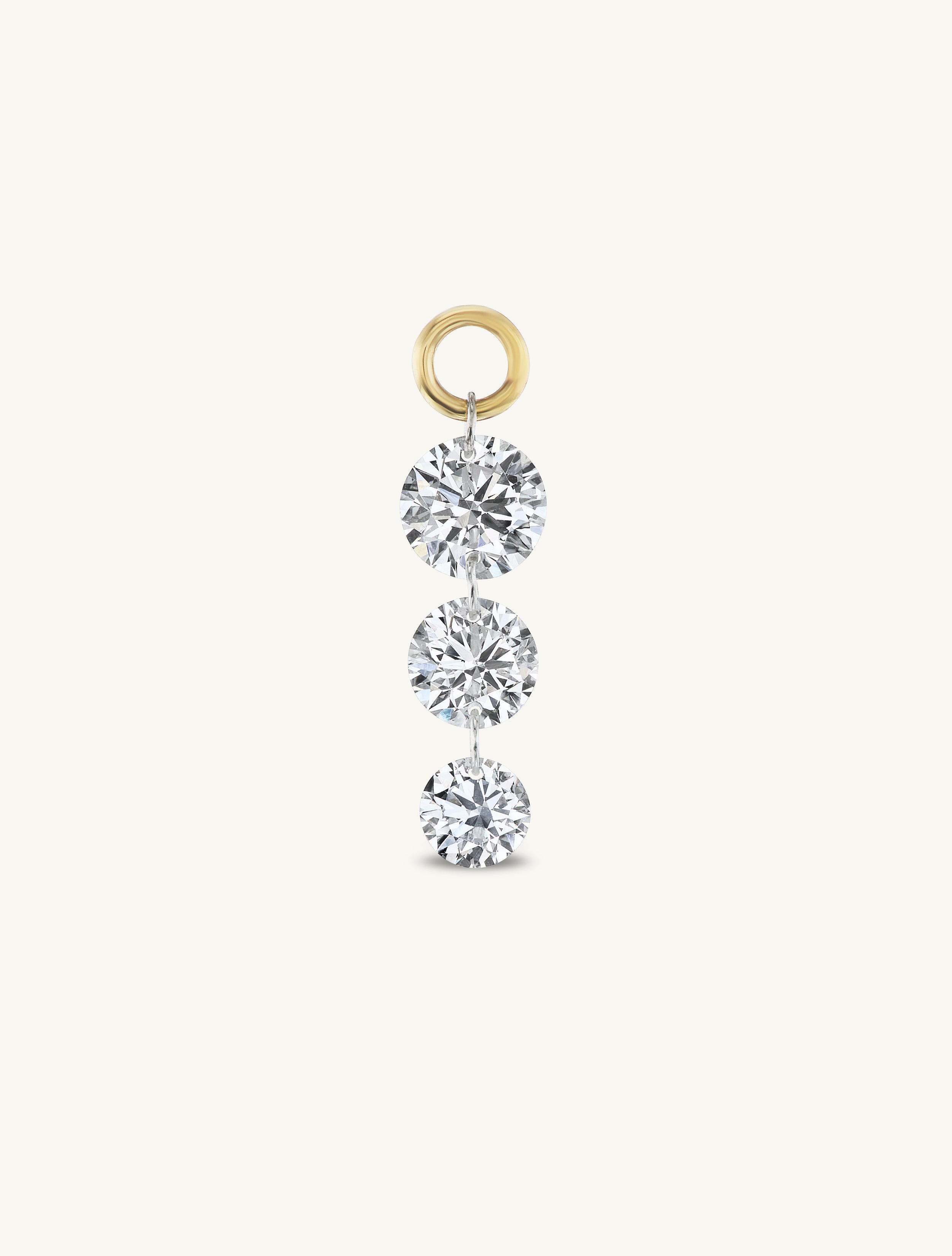 Large Triple Pierced Diamond Charm for Huggies