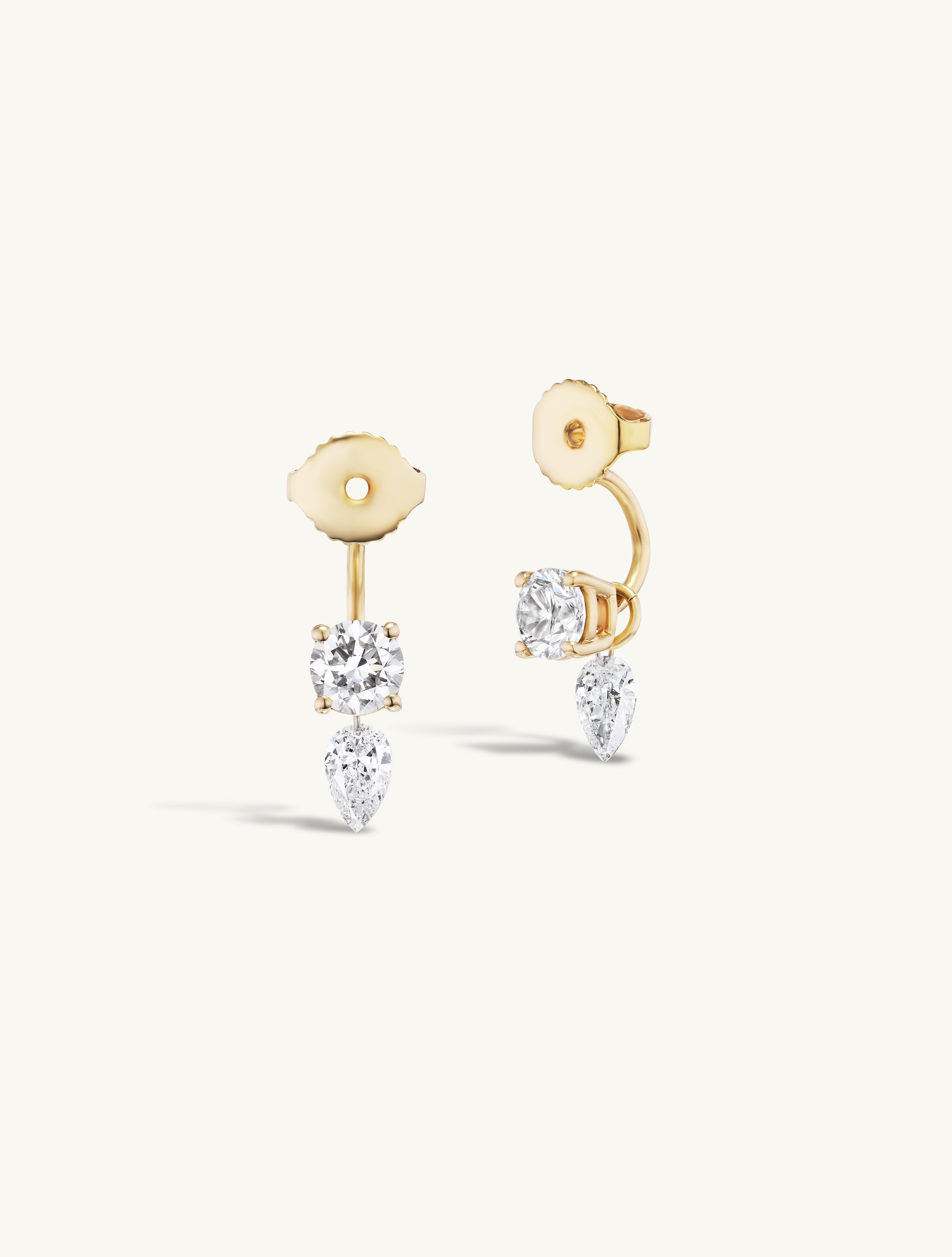 Diamond Earring Jacket with Hanging Pear Charm