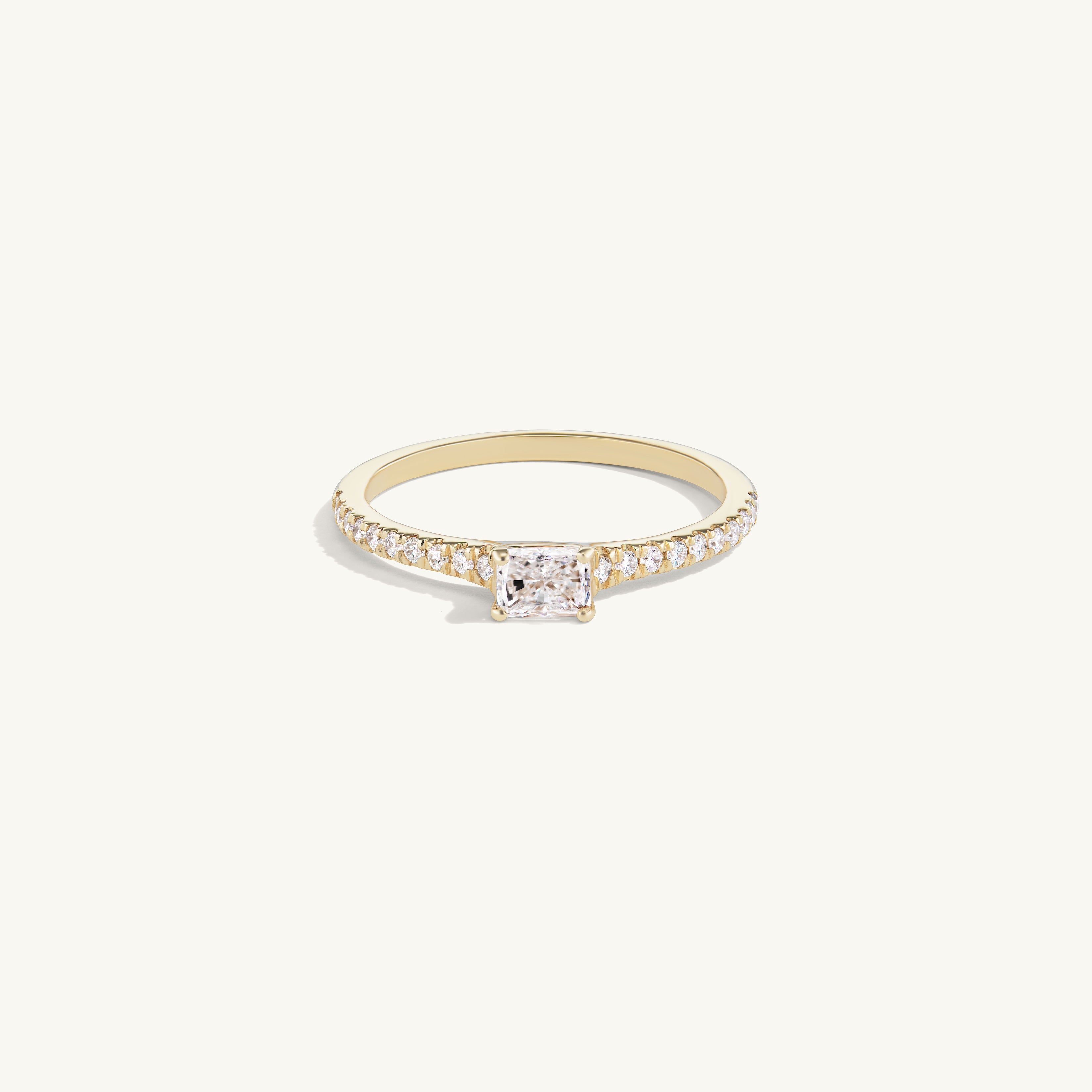 Emerald Ring with Pave Band