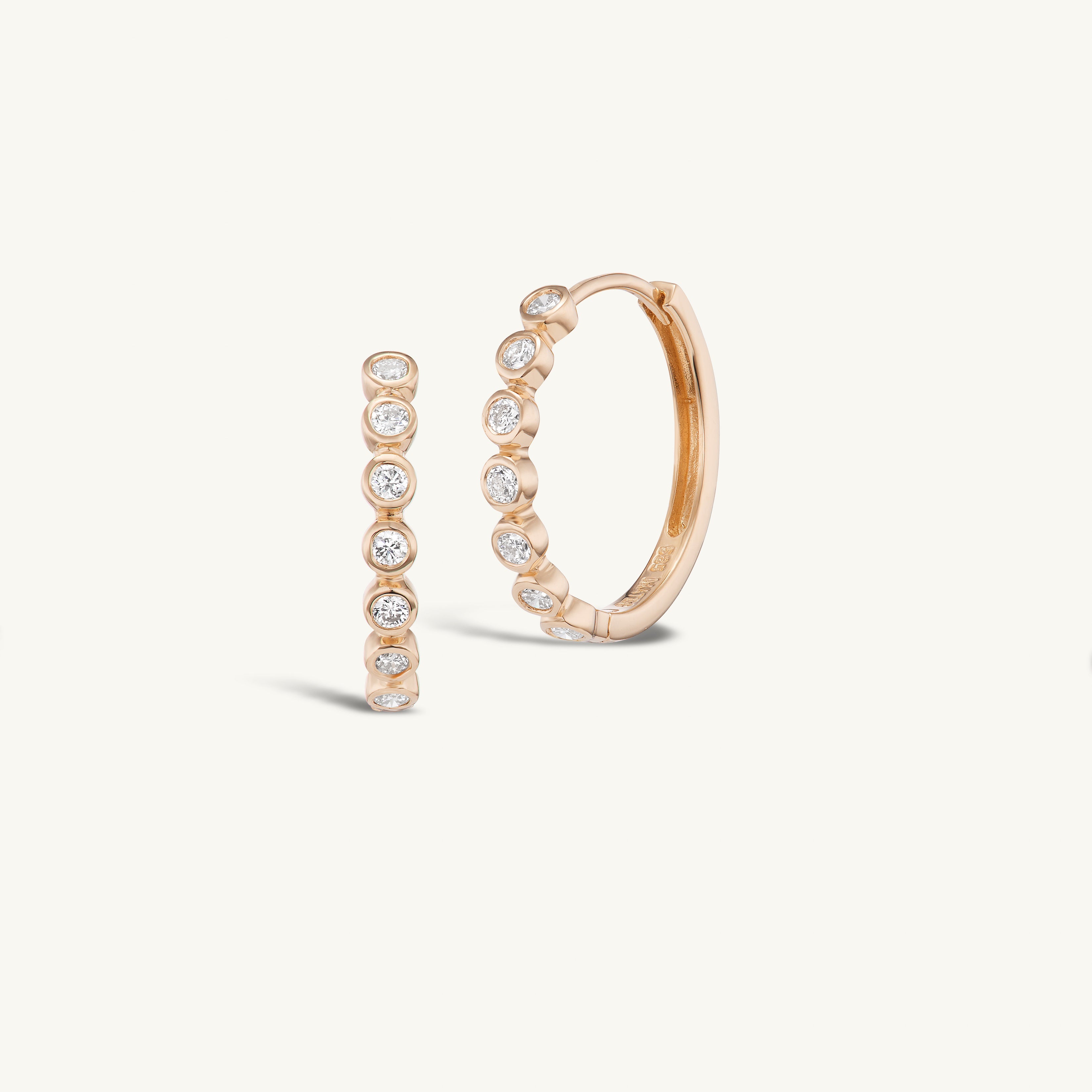 15mm Diamond Bezel Hoops