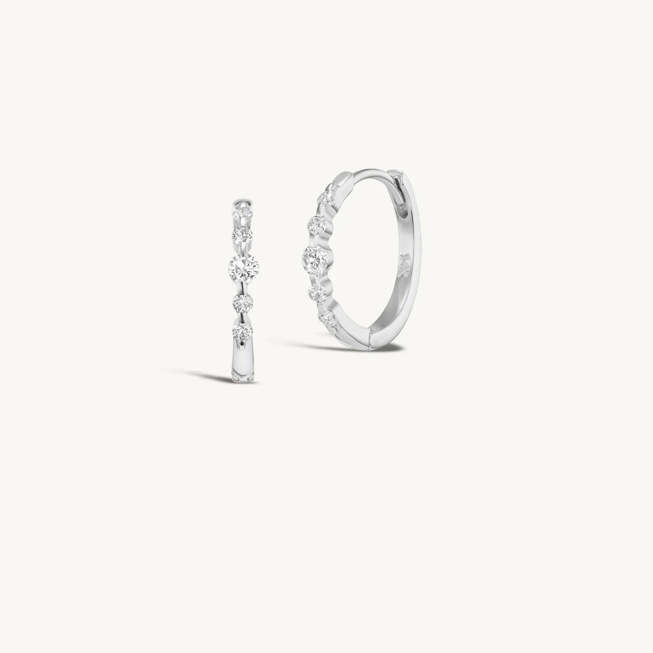 Graduating Diamond Hoops + Free Mini Round Diamond Charms