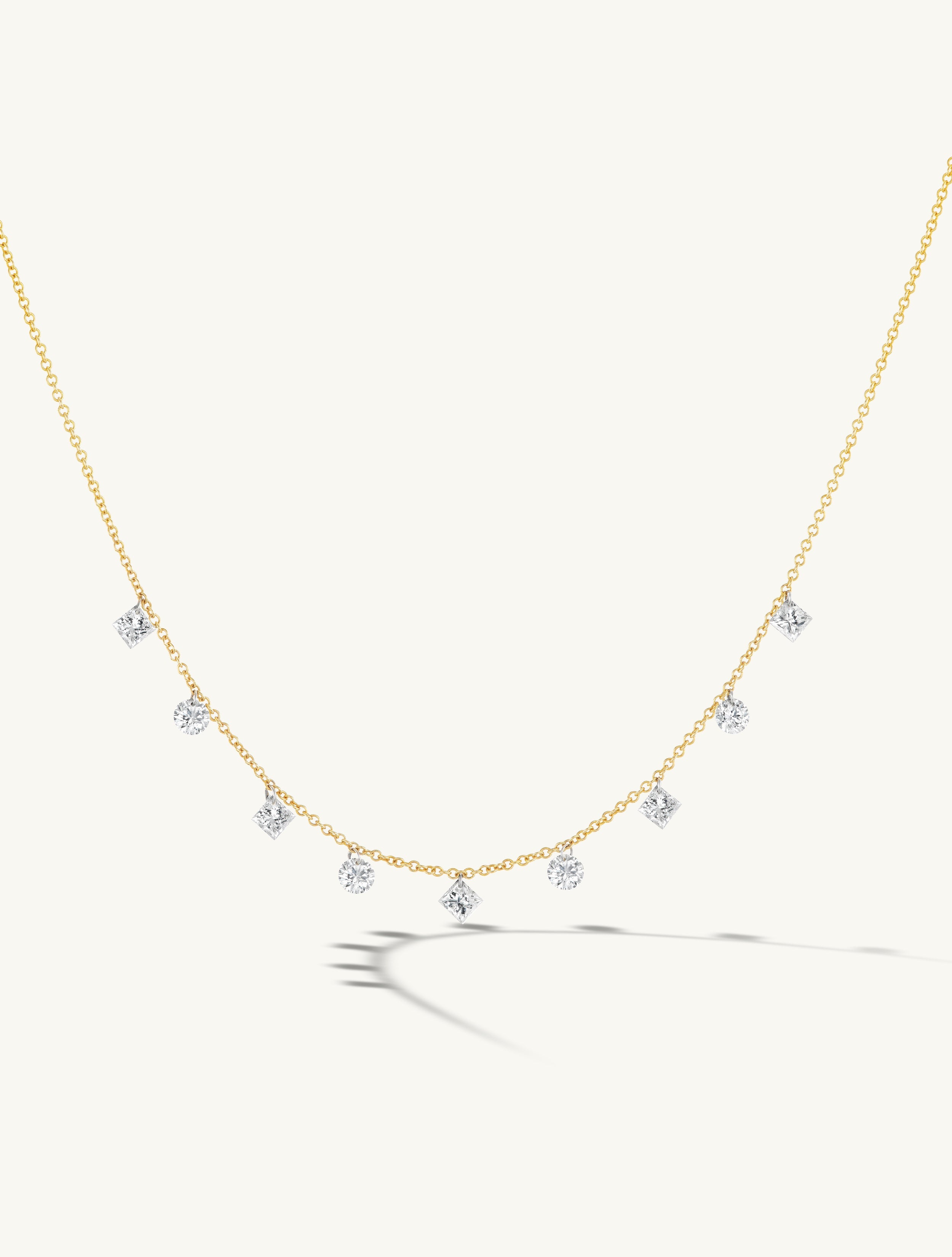 Pierced Round & Princess Diamond Necklace