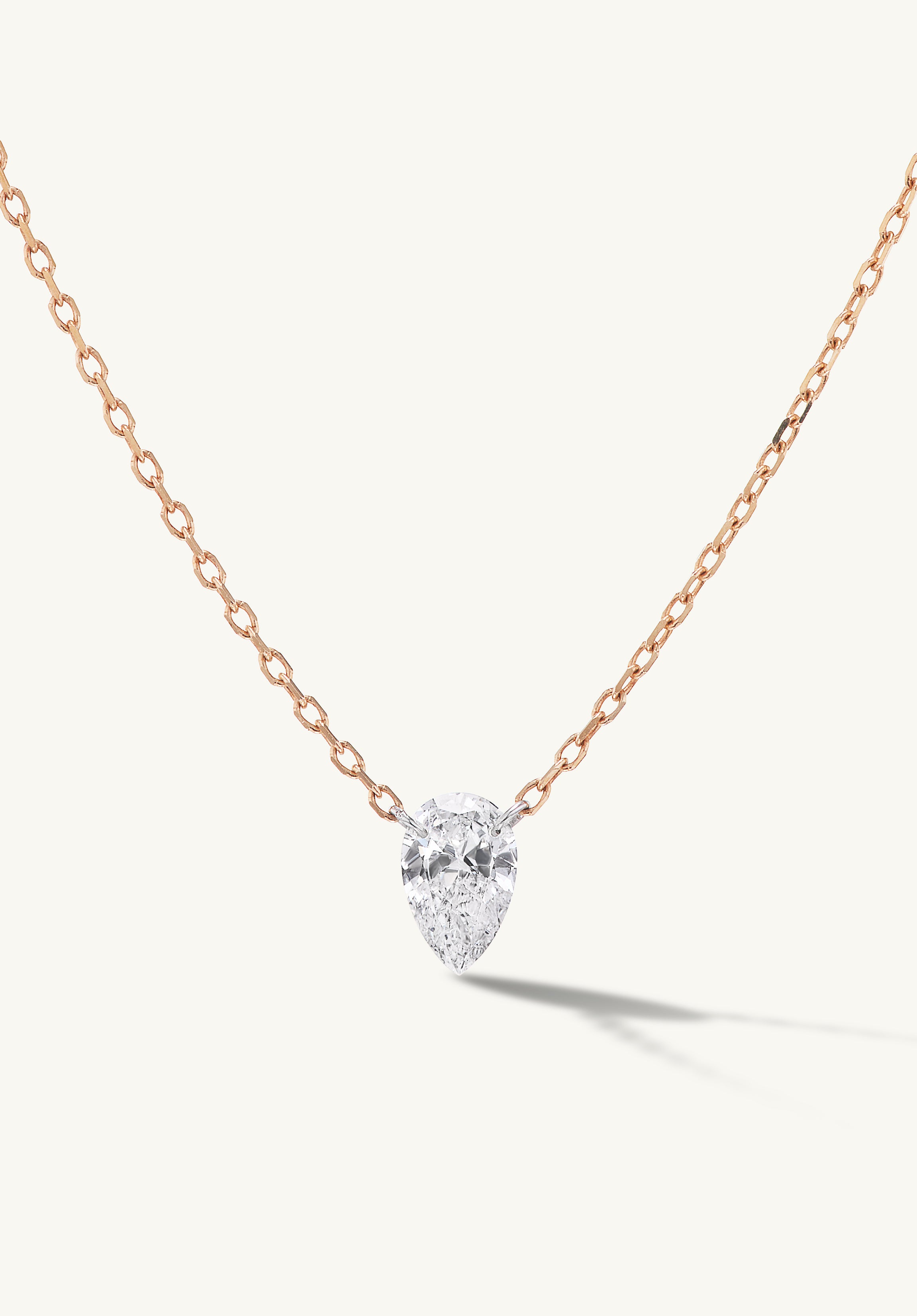 Pierced Solitaire Pear Necklace