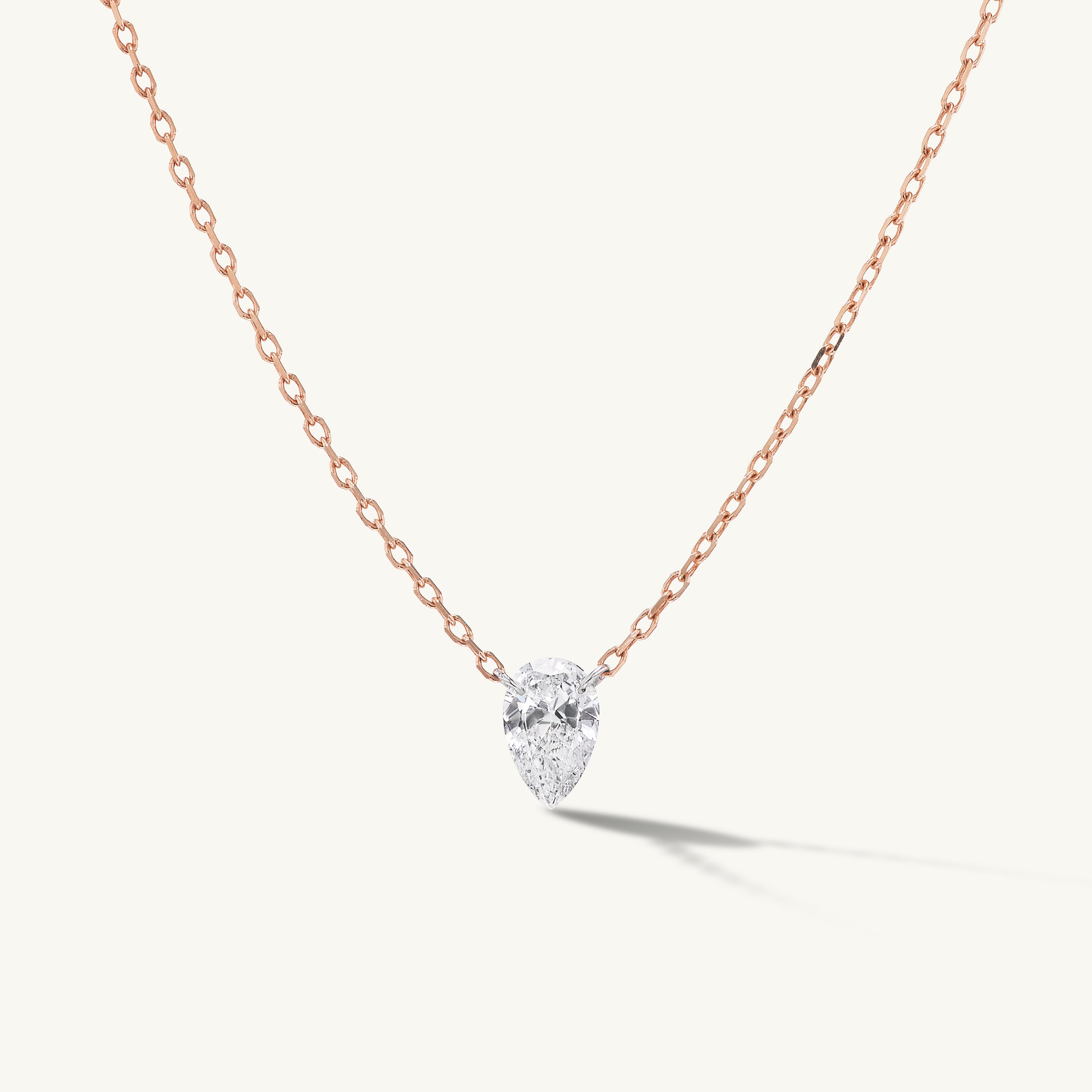 Pierced Solitaire Pear Necklace