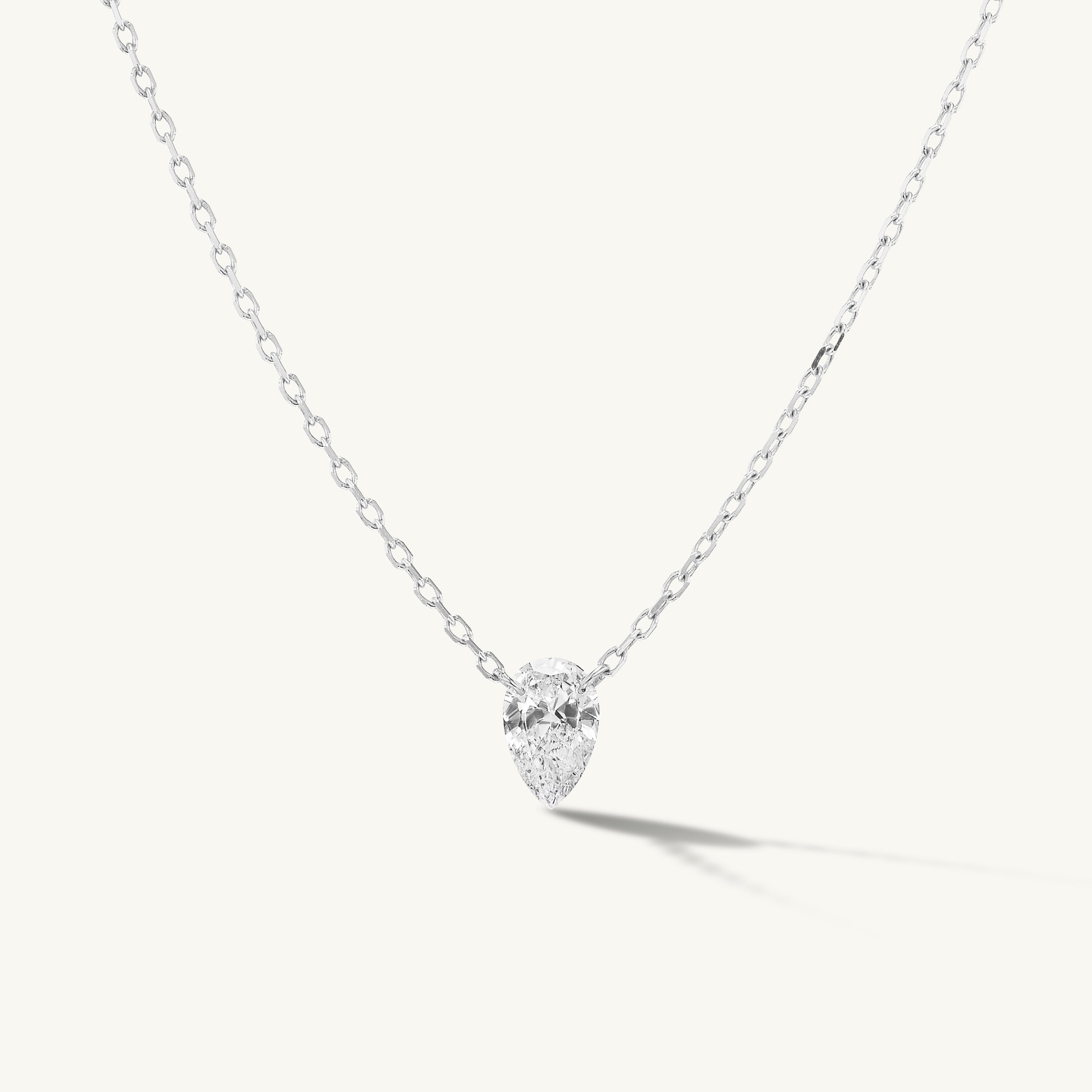 Pierced Solitaire Pear Necklace
