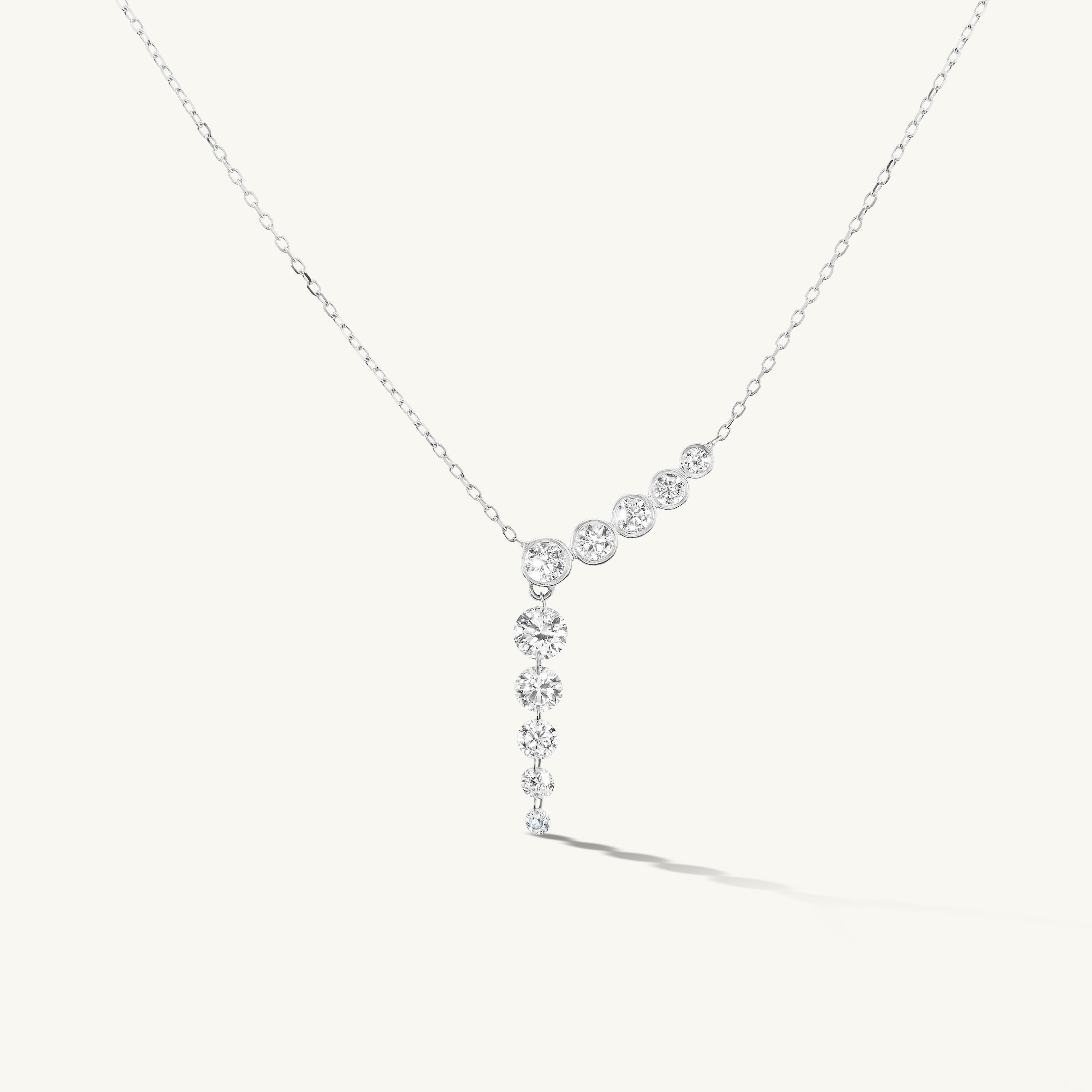 Five Diamond Line with Quintuple Pierced Diamond Necklace