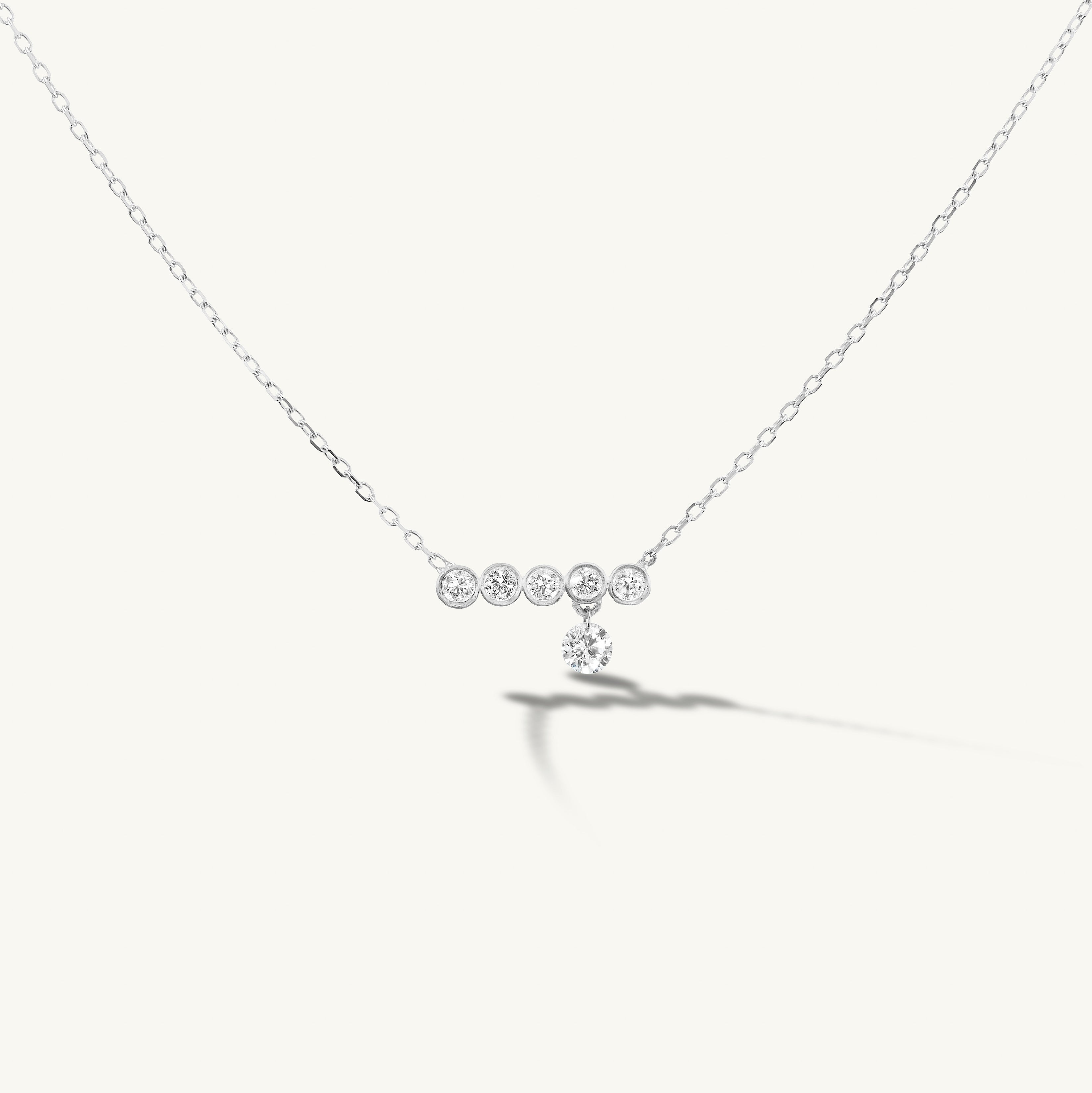 Five Diamond Line with Pierced Diamond Necklace
