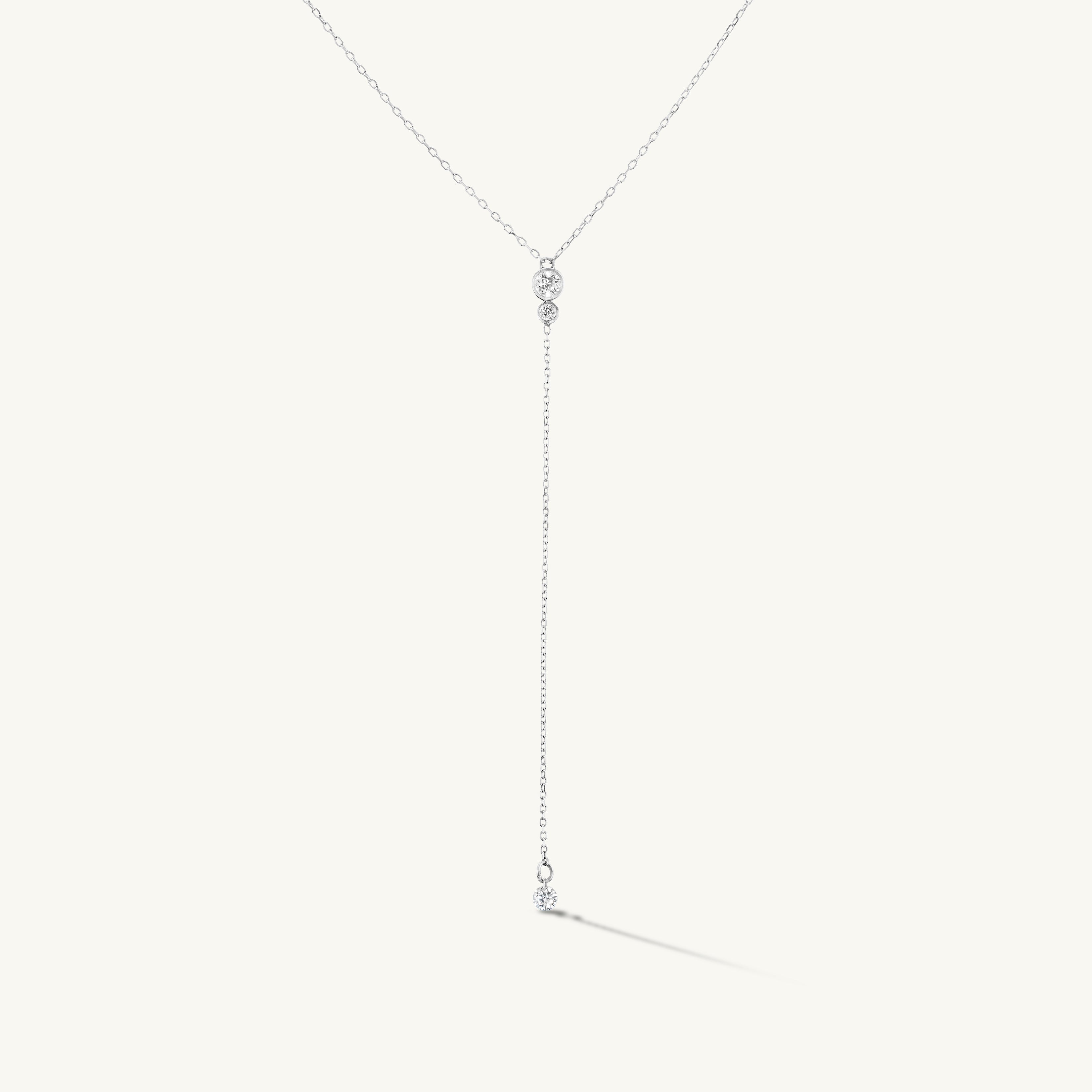 Duo Pierced Diamond Drop Lariat