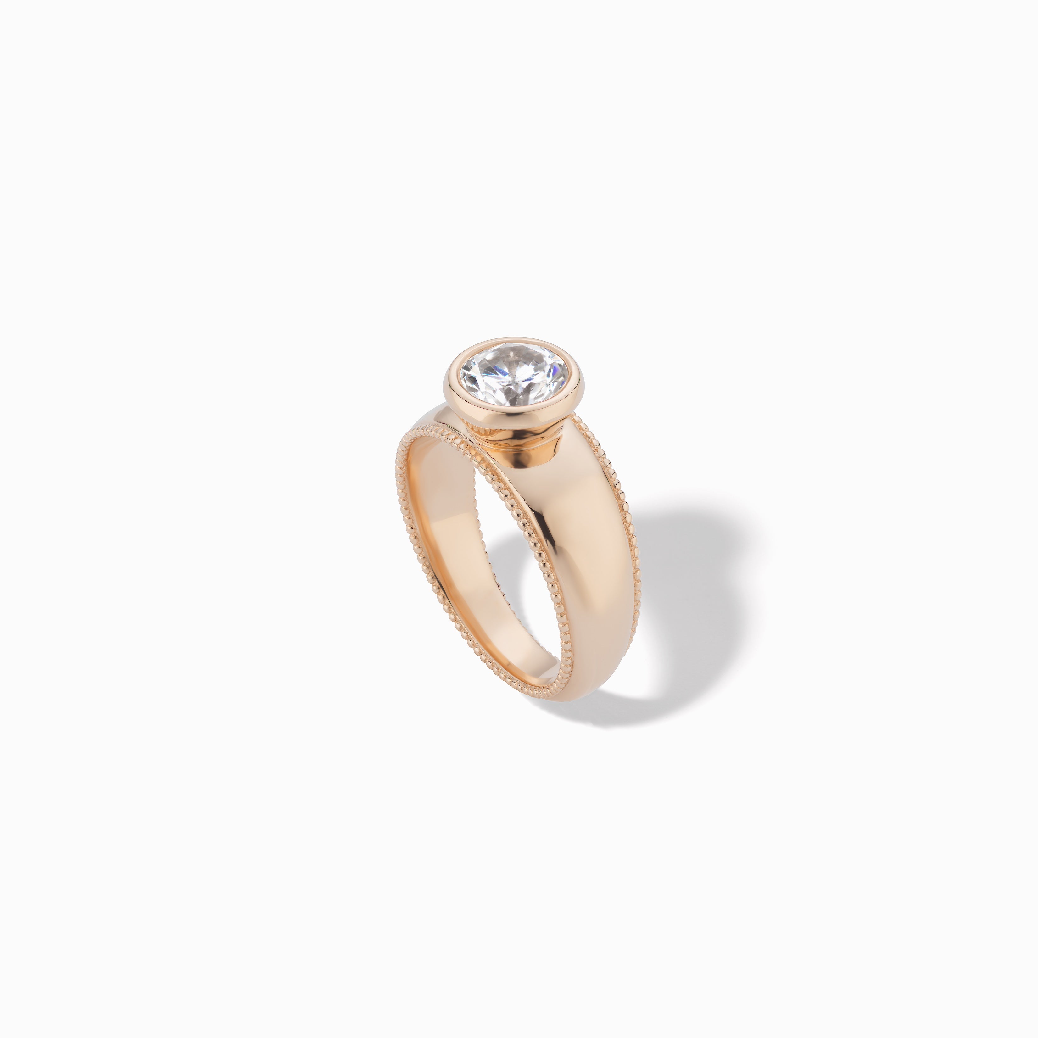 Wide Engagement Ring with Milgrain
