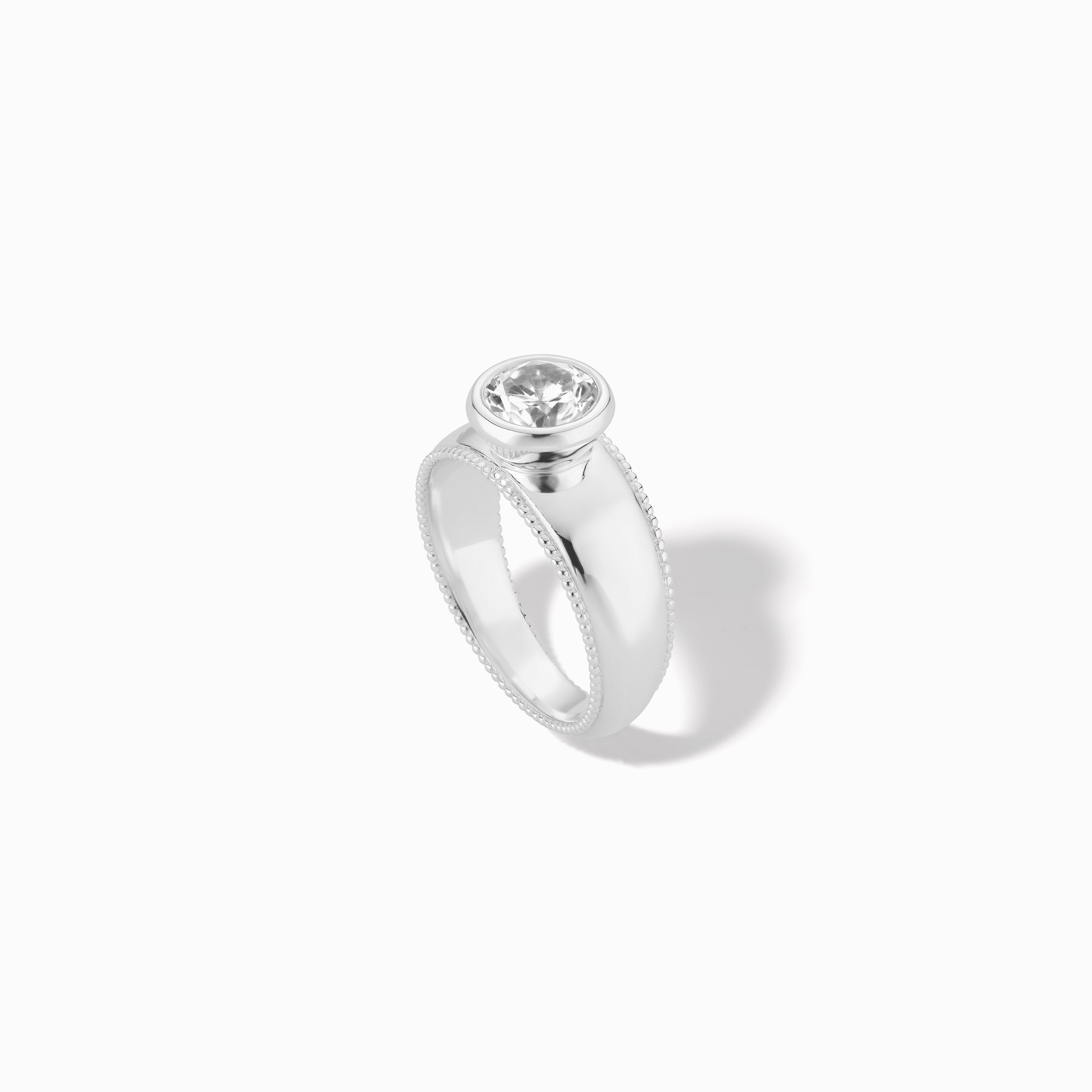 Wide Engagement Ring with Milgrain