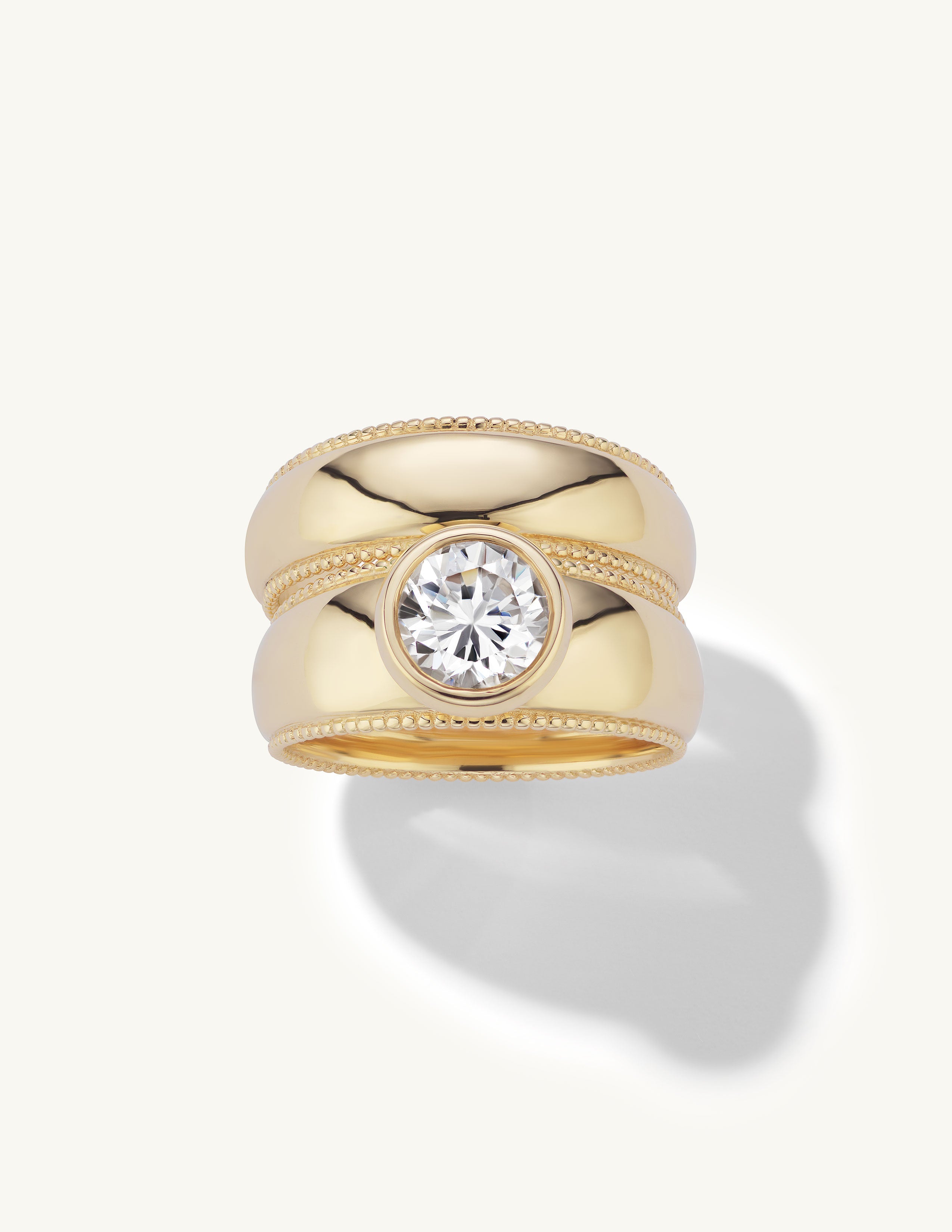 Wide Engagement Try-On Ring with Milgrain