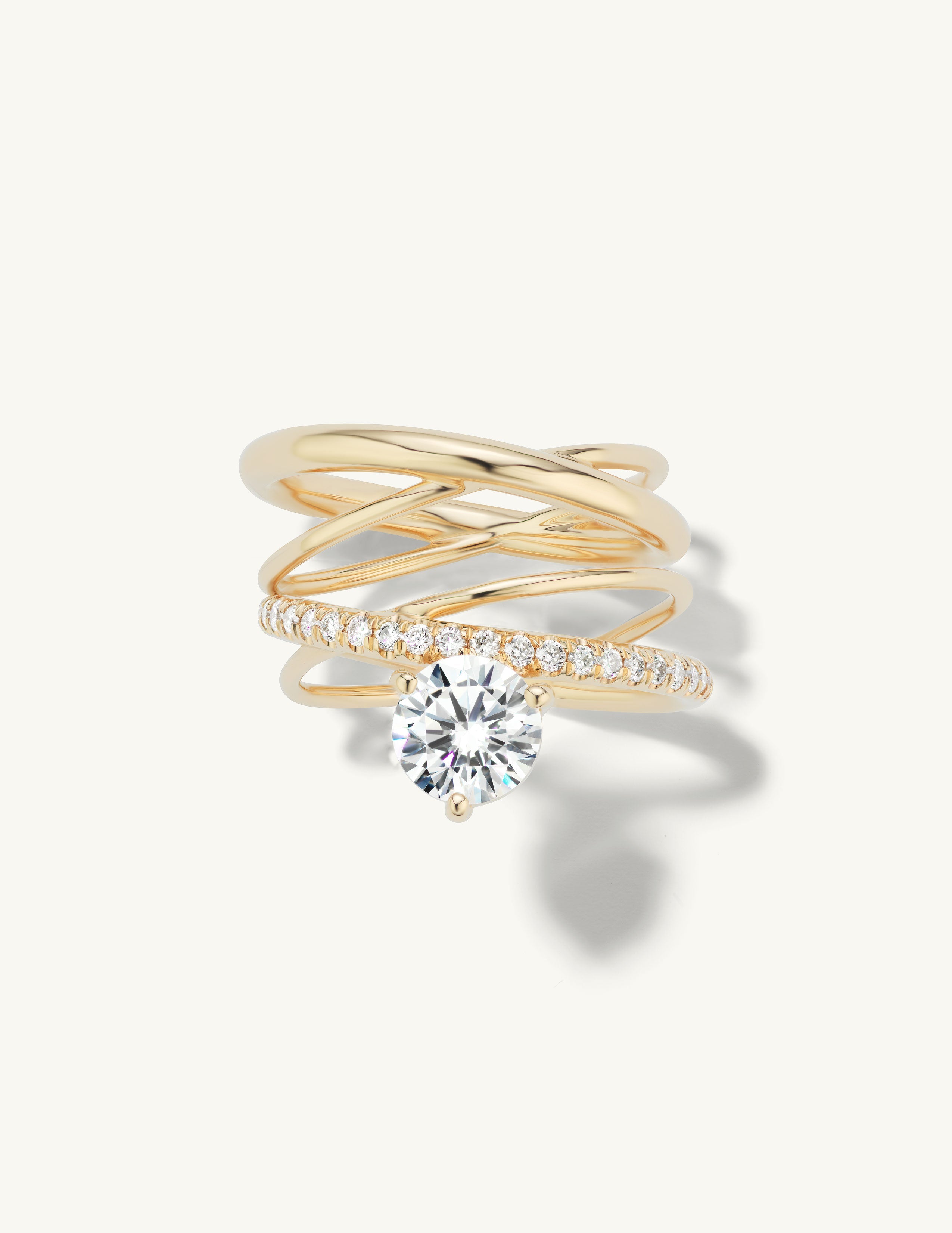 Half Pave Crossover Engagement Try-On Ring