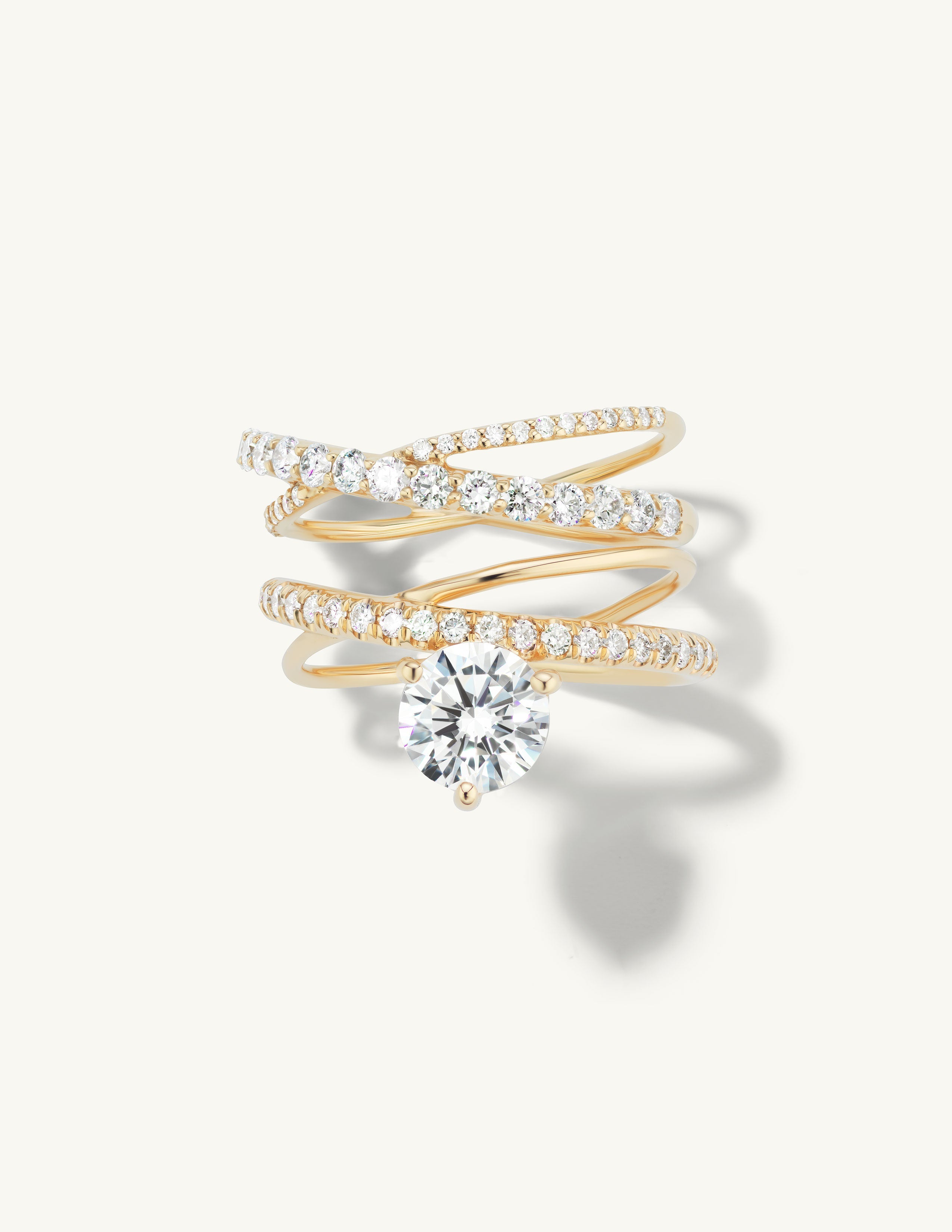 Half Pave Crossover Engagement Try-On Ring