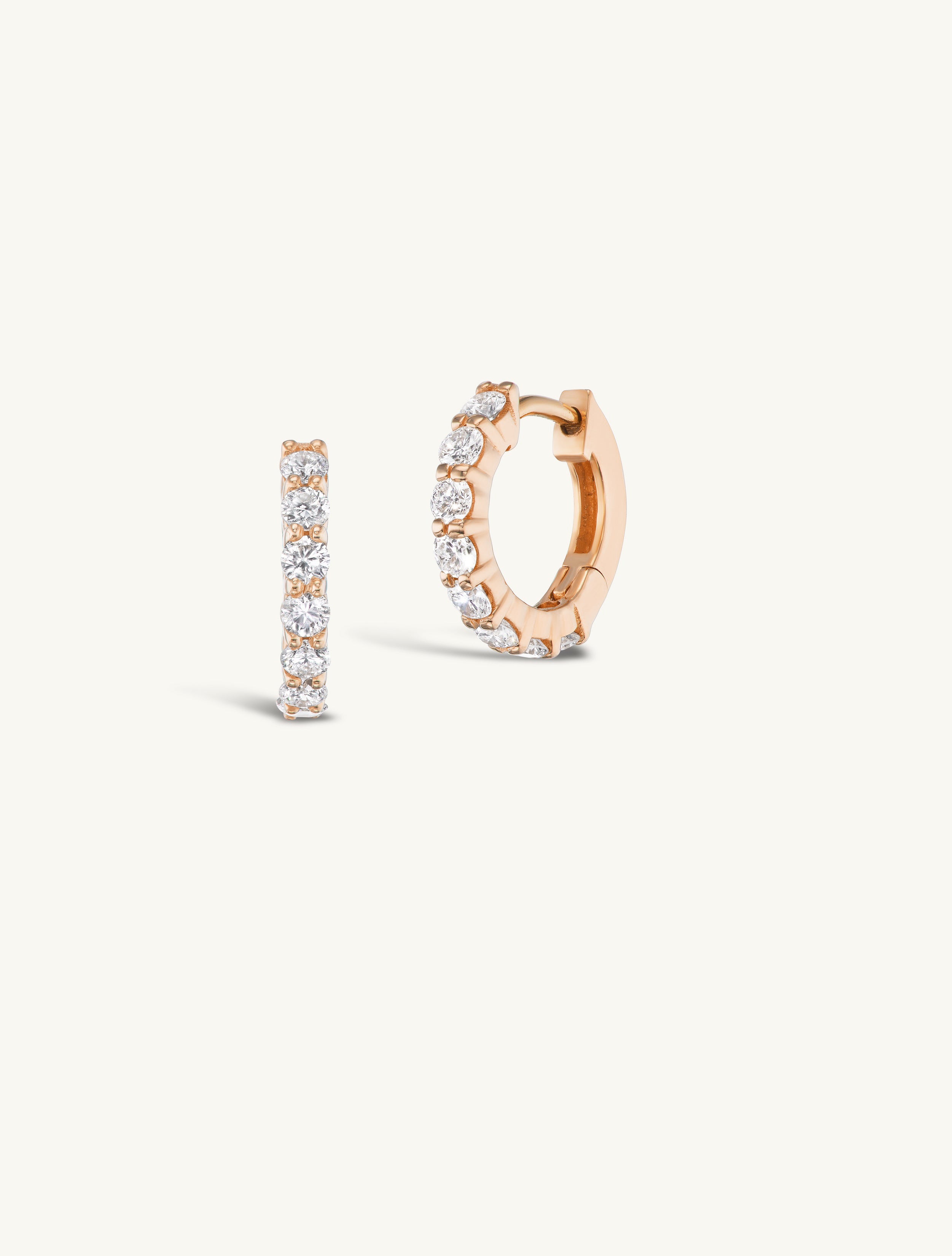 Double Prong Small Diamond Hoops + Free Mini Round Diamond Charms