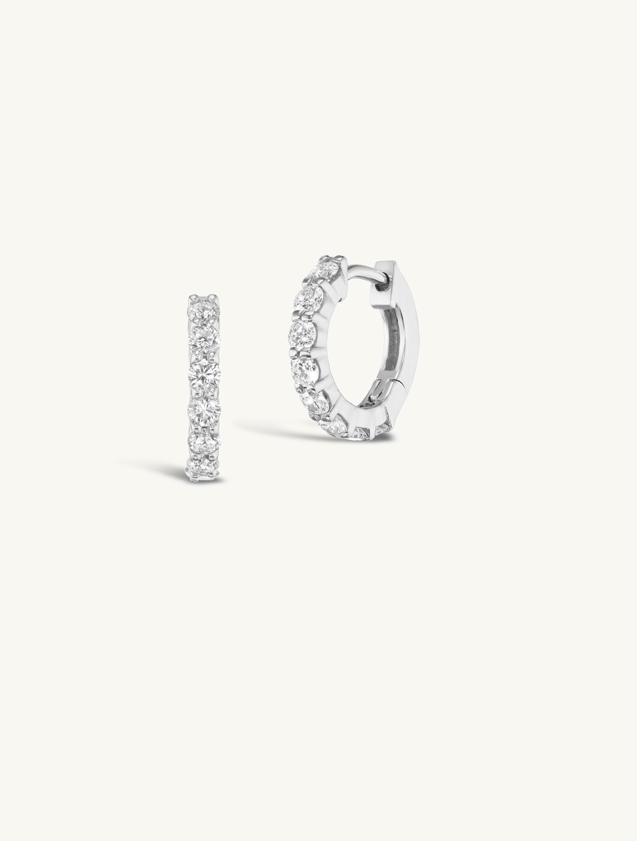 Double Prong Small Diamond Hoops + Free Mini Round Diamond Charms