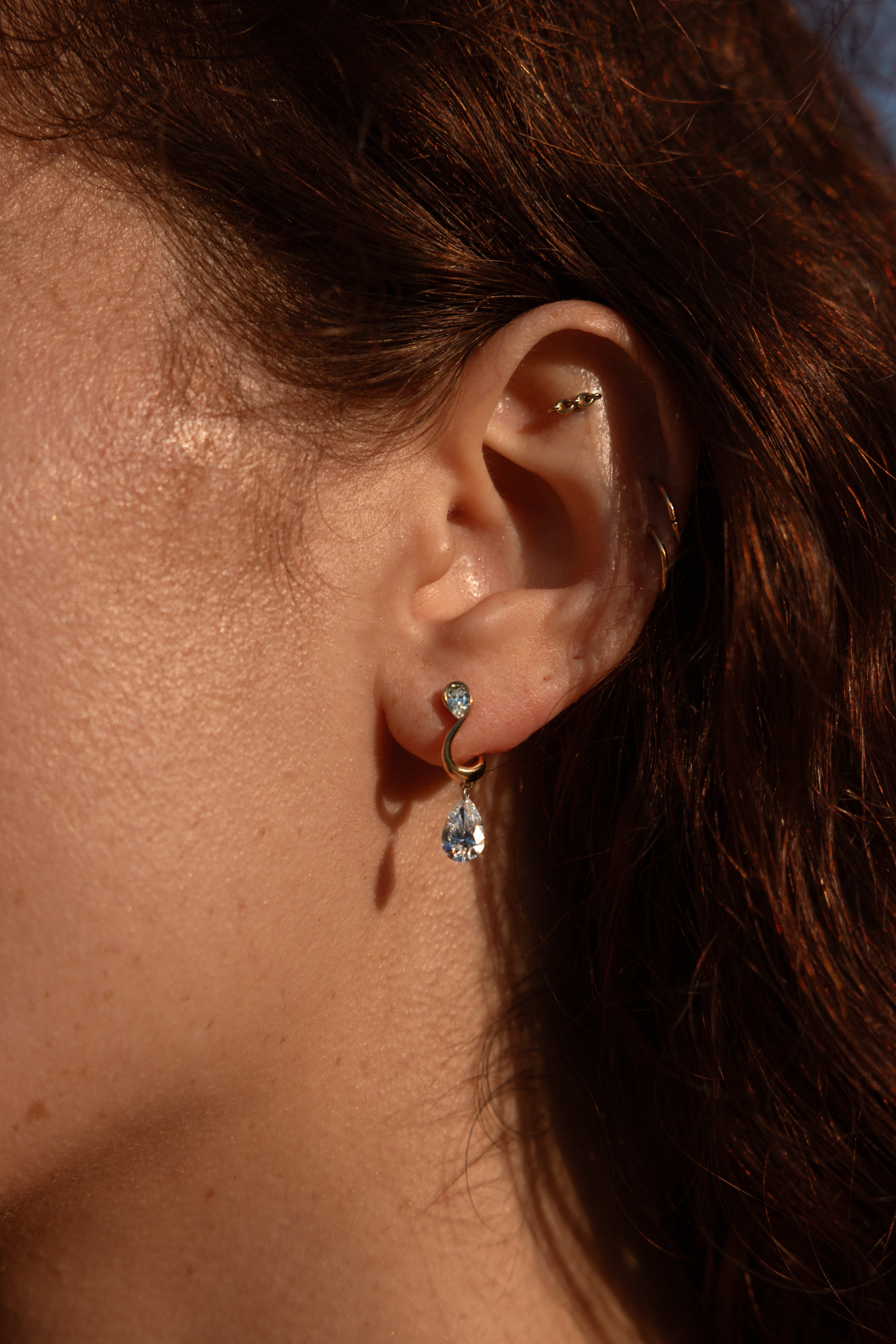 Diamond Forever Earring with Hanging Pear