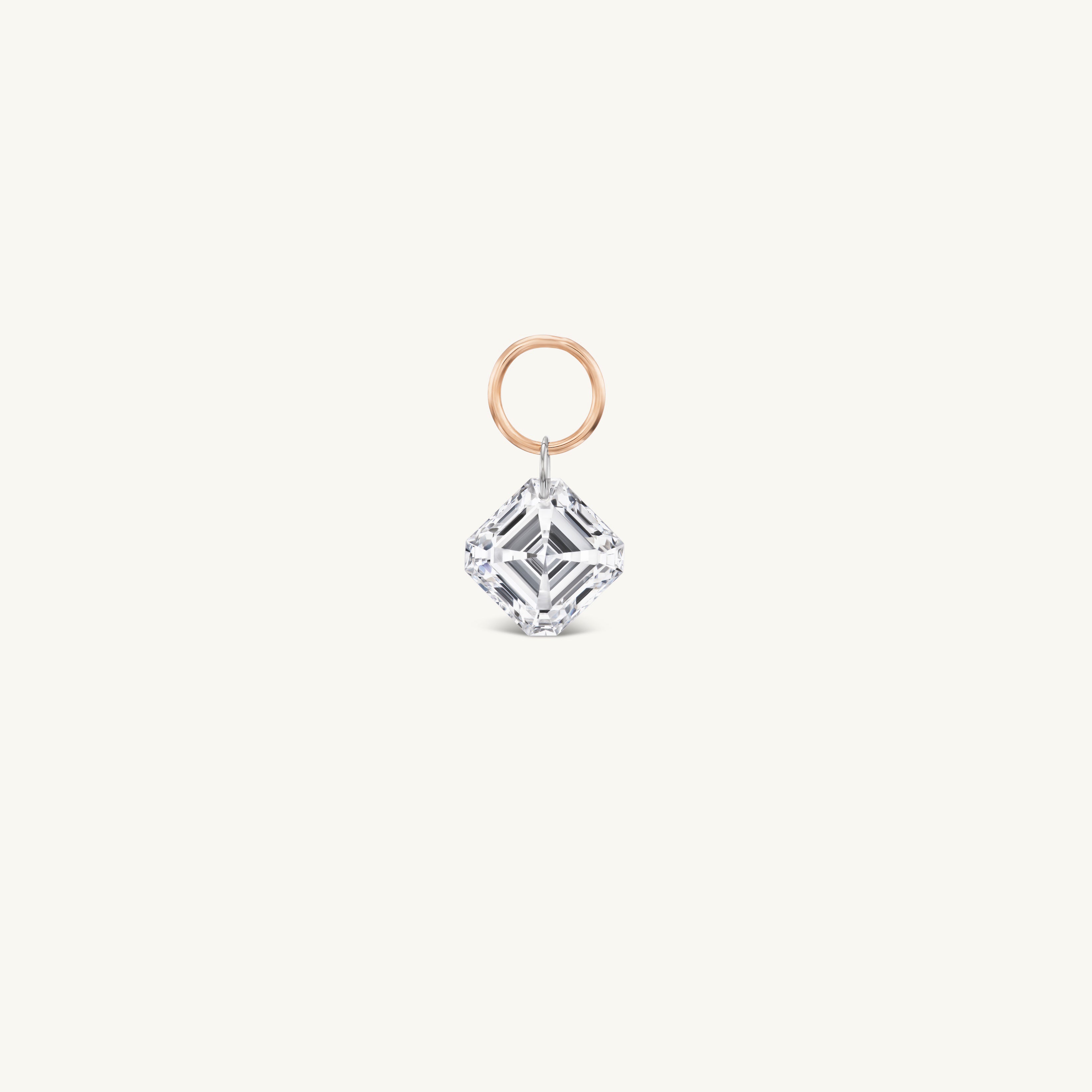 XL Asscher Pierced Diamond Charm for Huggies