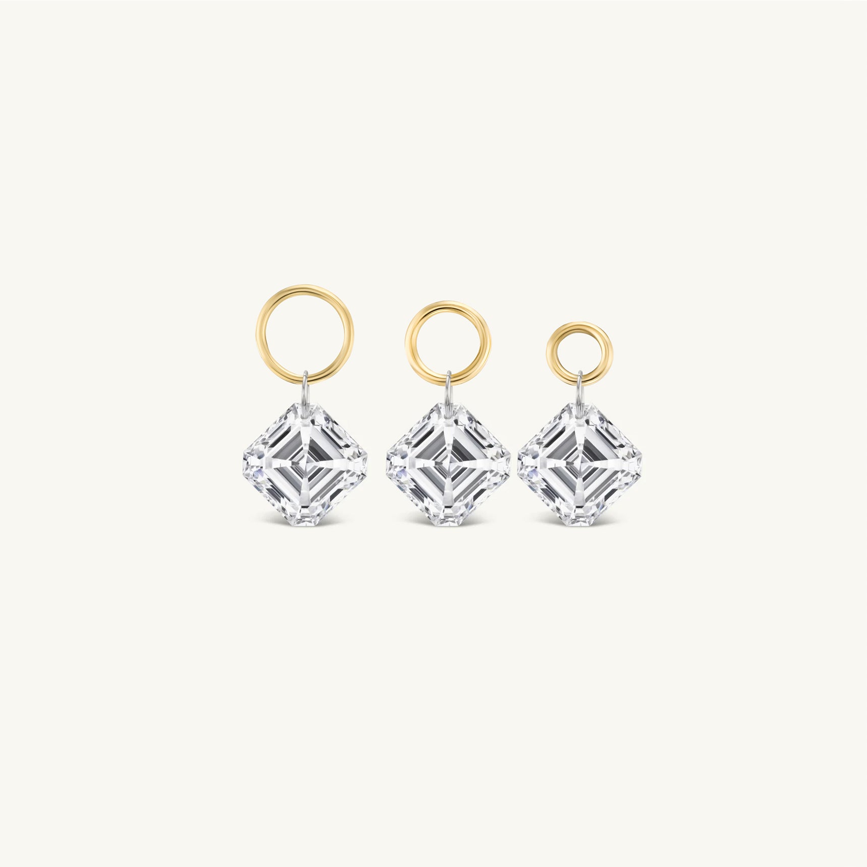 XL Asscher Pierced Diamond Charm for Huggies