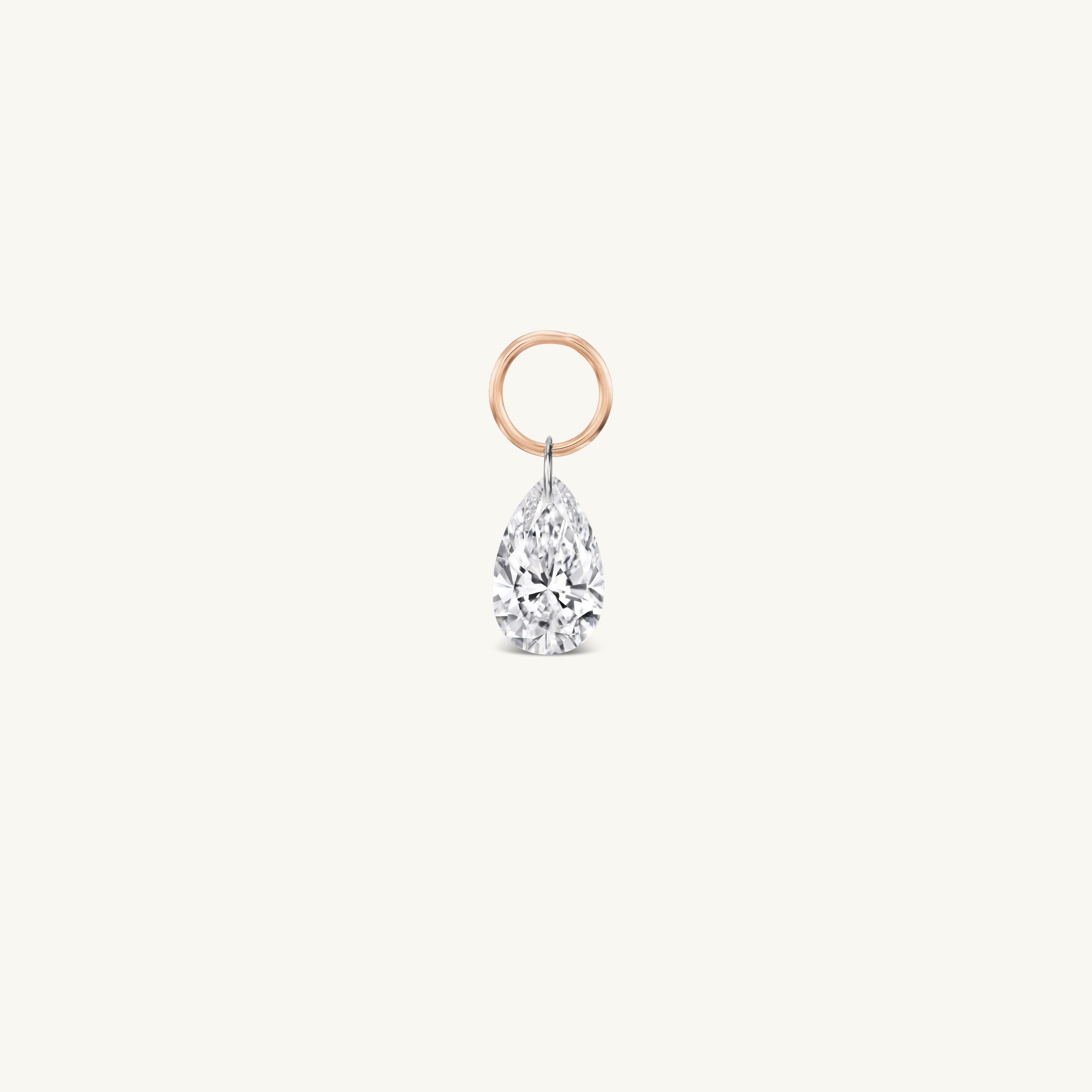 XL Pear Pierced Diamond Charm + Free 8mm Gold Huggies