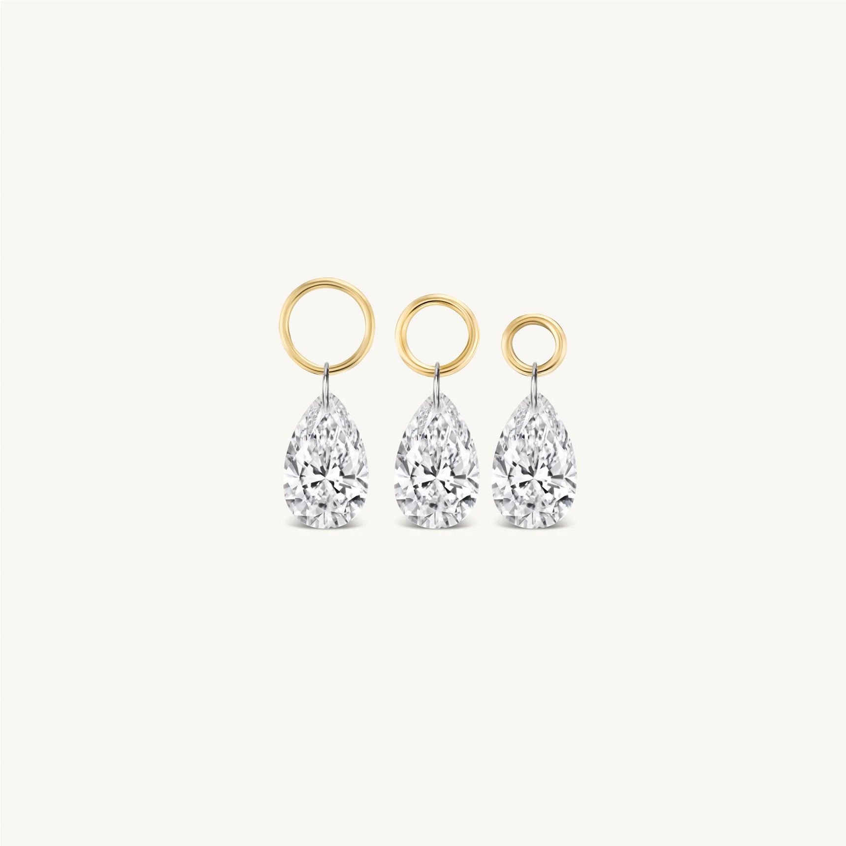 XL Pear Pierced Diamond Charm for Huggies