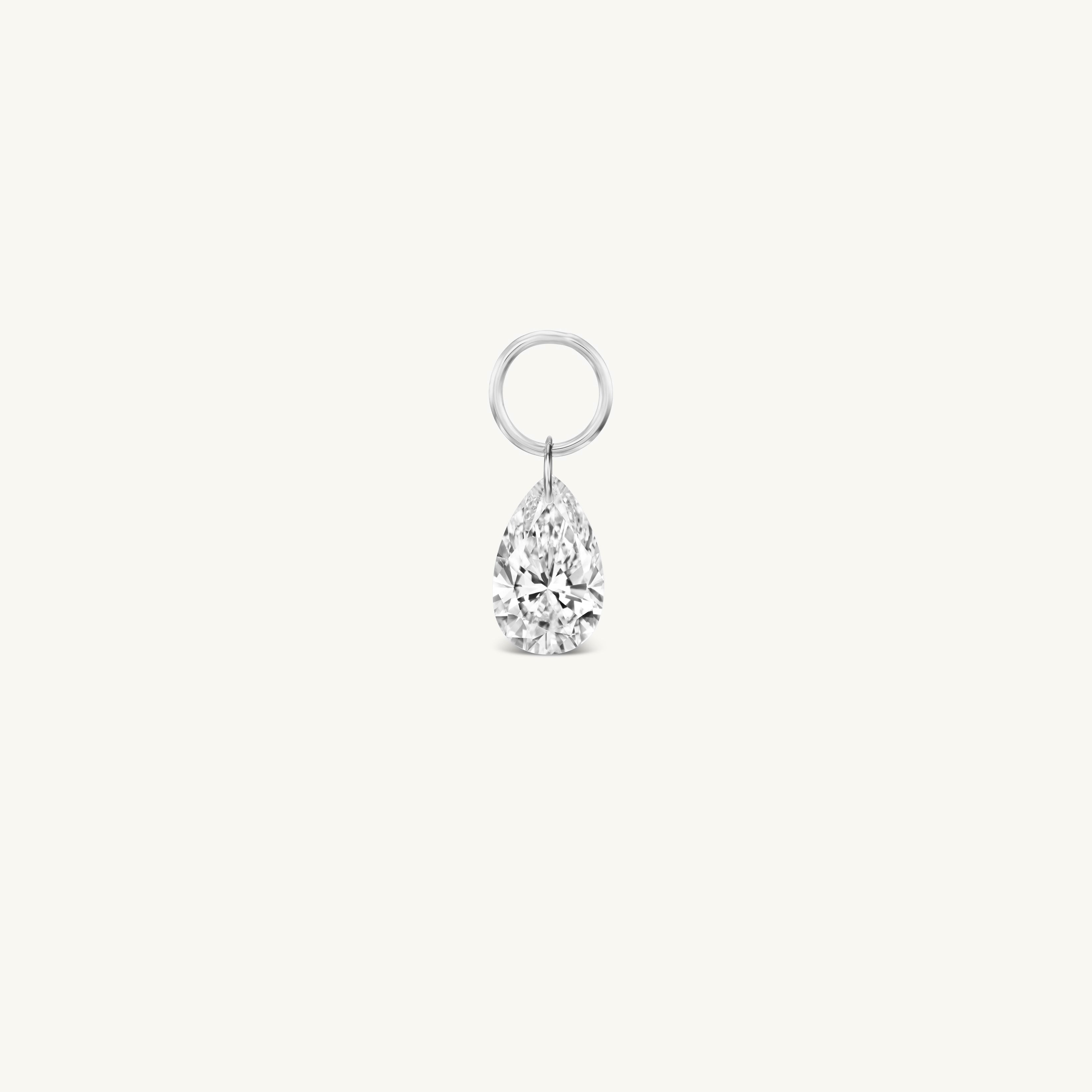 XL Pear Pierced Diamond Charm + Free 8mm Gold Huggies