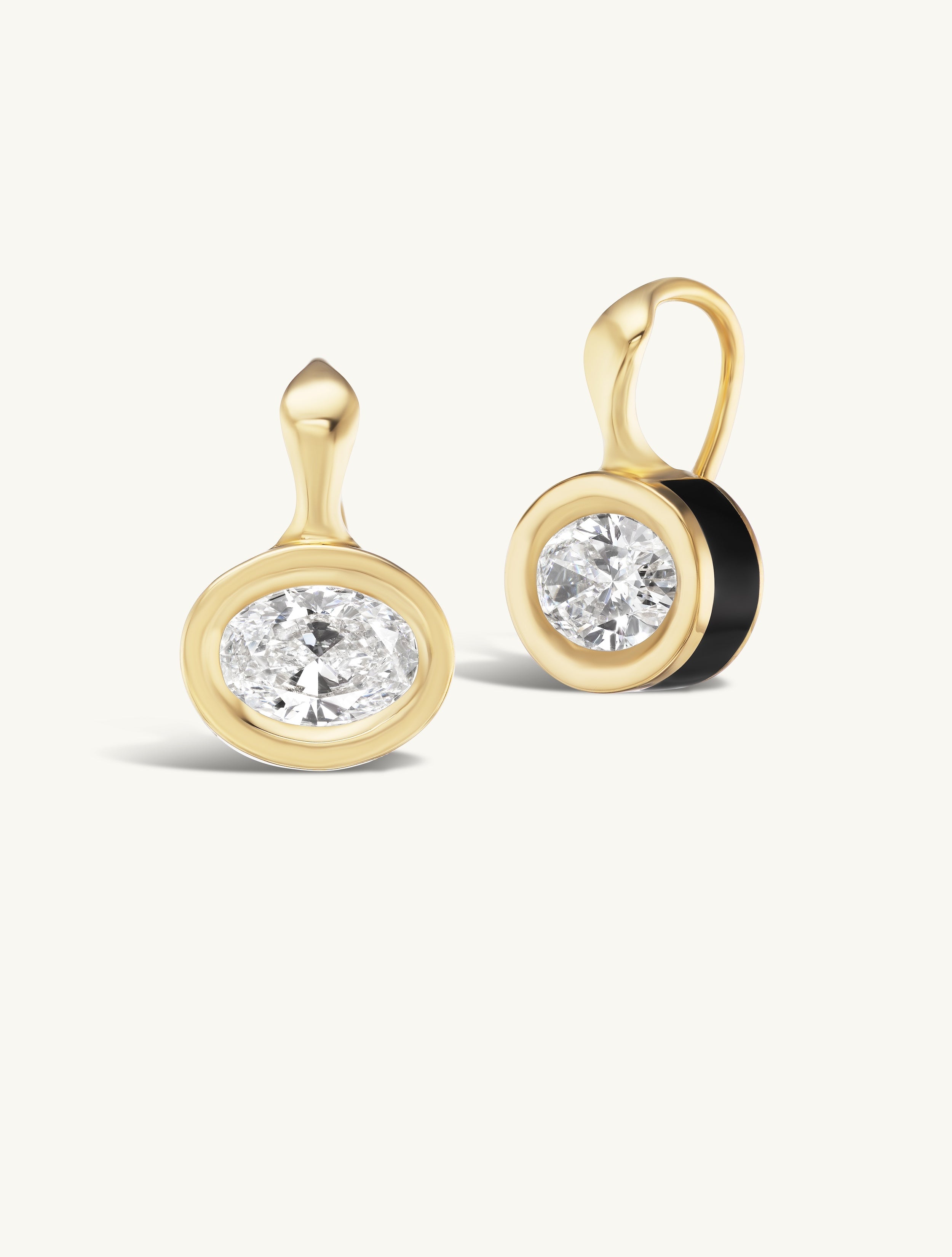 SRJ X ZM Oval Diamond and Enamel Earrings